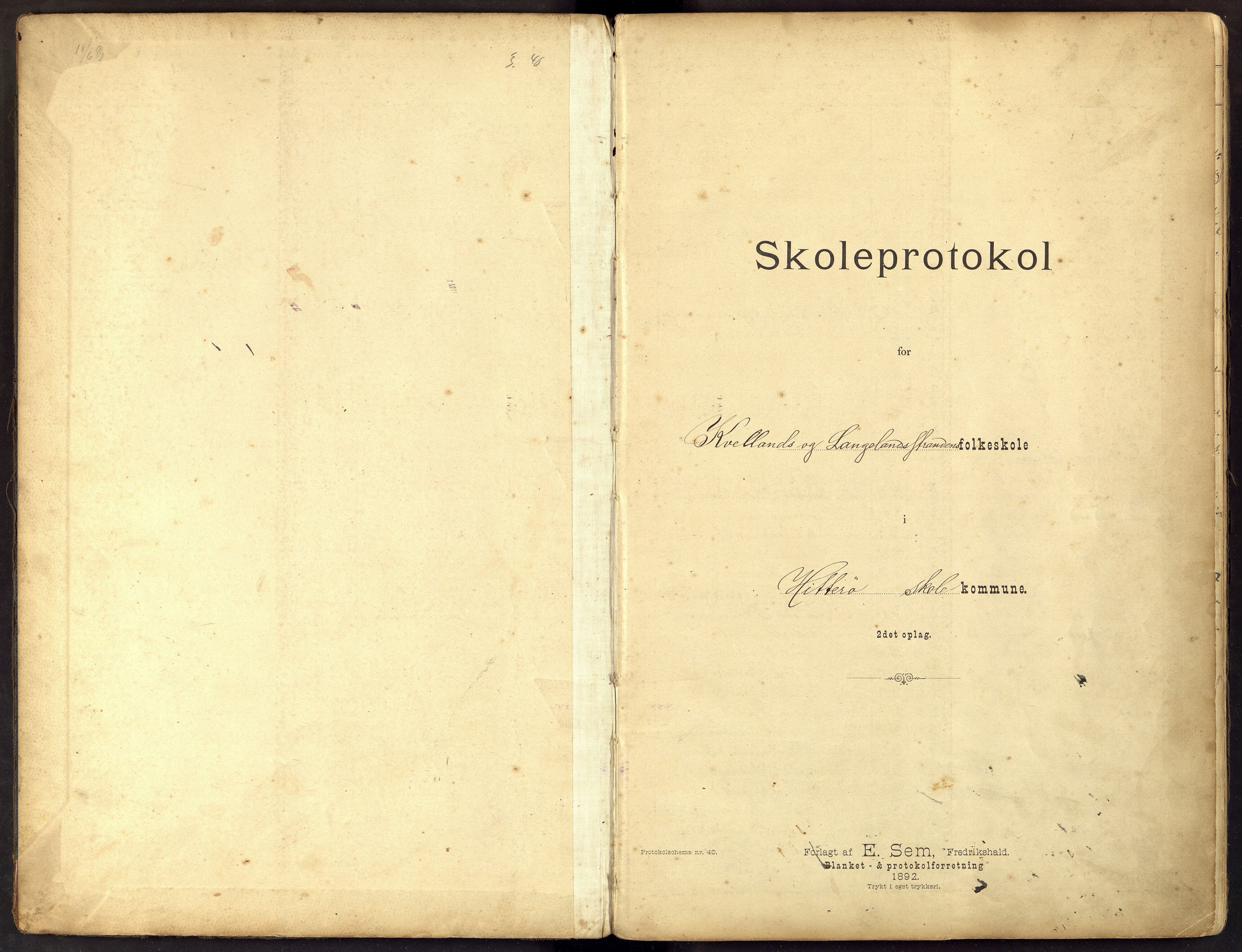 Hidra kommune - Kvelland Skole, ARKSOR/1004HI557/H/L0001: Skoleprotokoll, 1894-1915