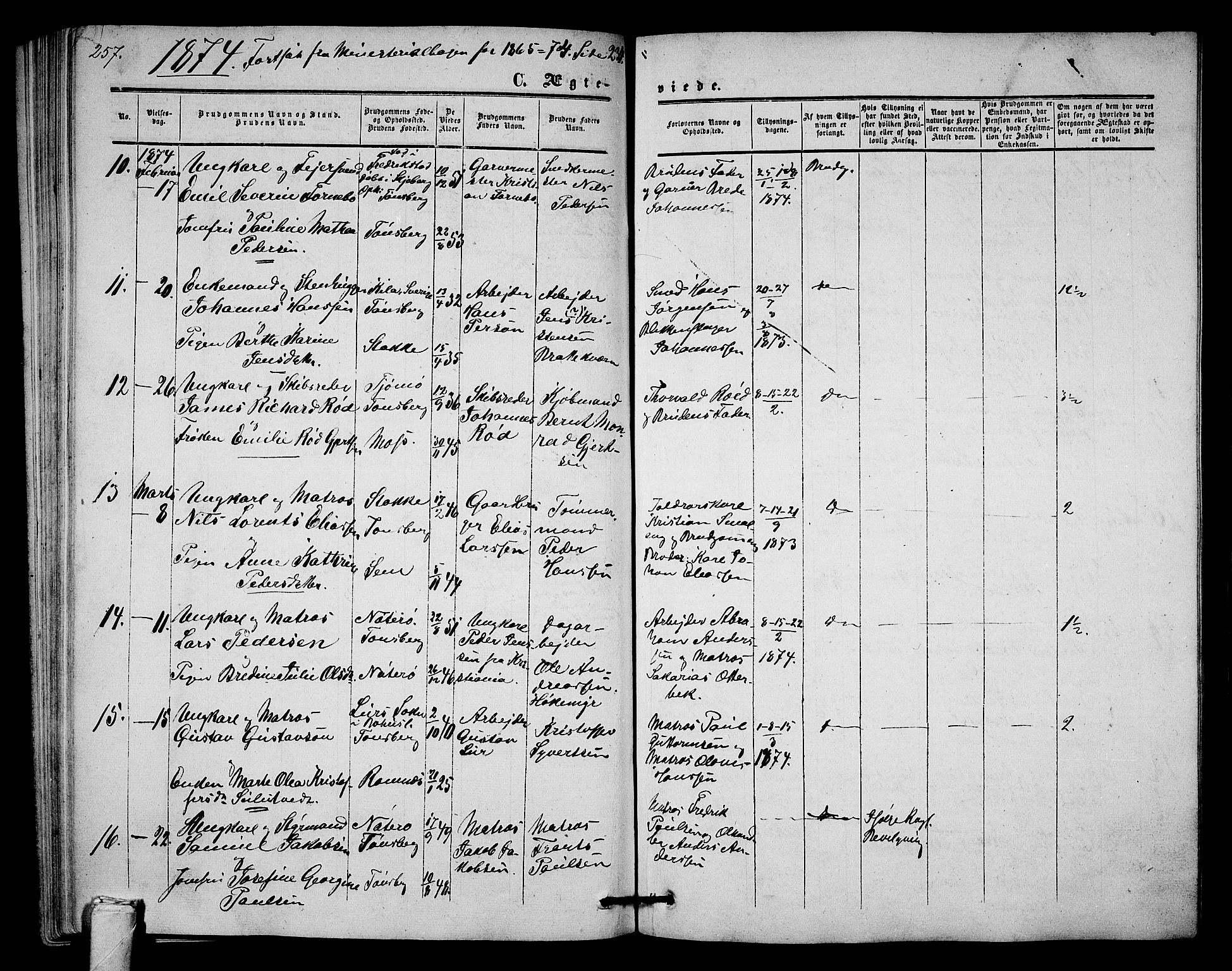 Tønsberg kirkebøker, AV/SAKO-A-330/G/Ga/L0003: Klokkerbok nr. 3, 1855-1864, s. 257