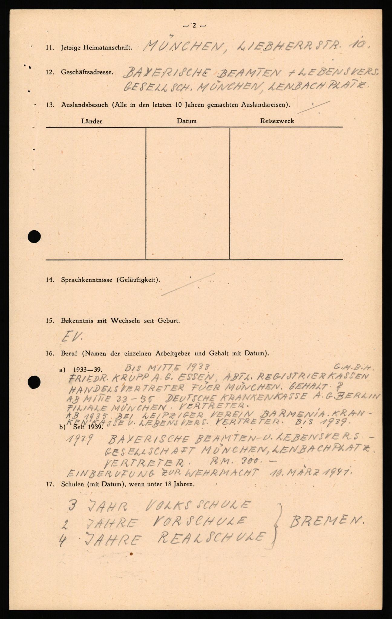 Forsvaret, Forsvarets overkommando II, AV/RA-RAFA-3915/D/Db/L0036: CI Questionaires. Tyske okkupasjonsstyrker i Norge. Tyskere., 1945-1946, s. 98