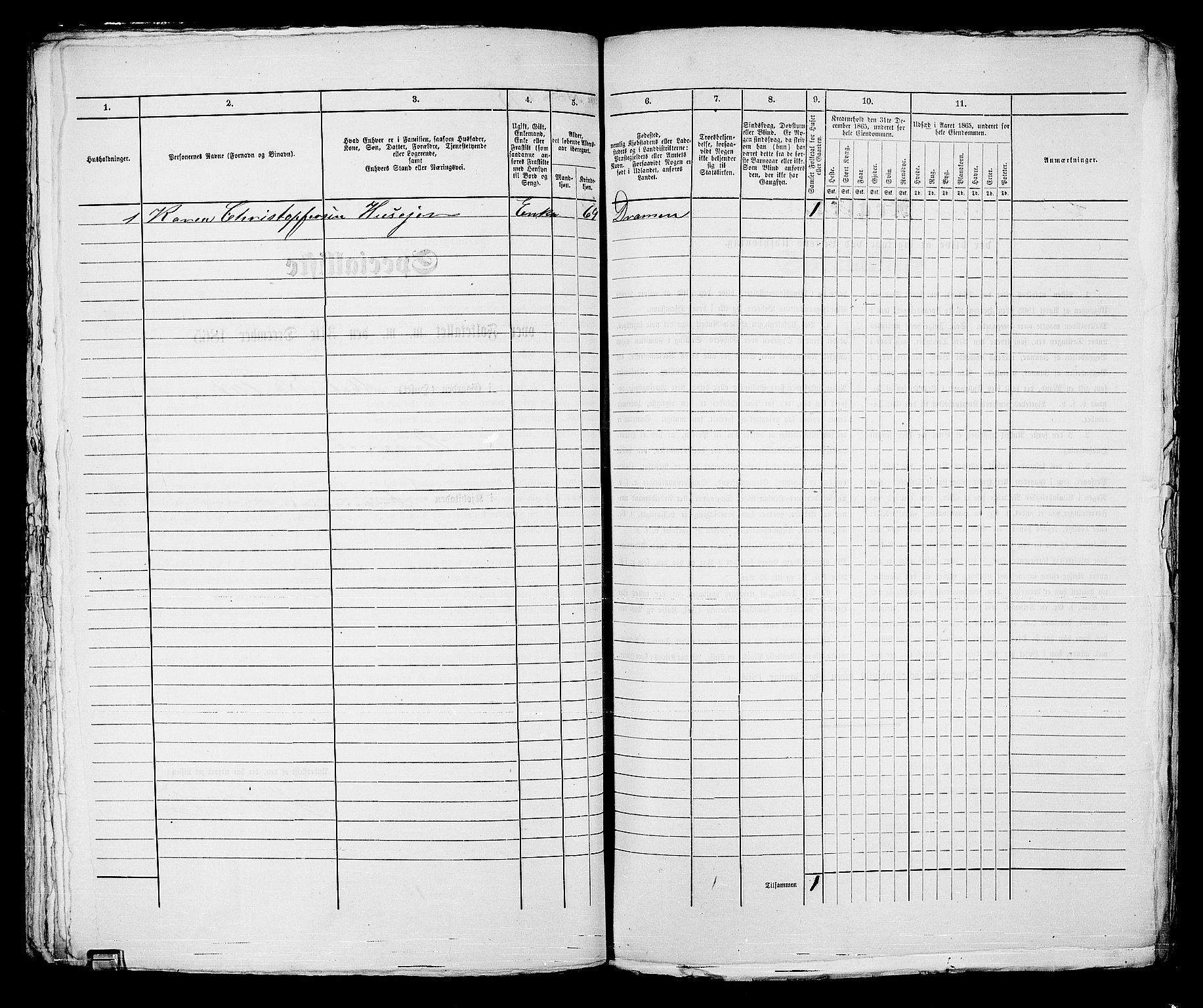 RA, Folketelling 1865 for 0602bP Strømsø prestegjeld i Drammen kjøpstad, 1865, s. 206