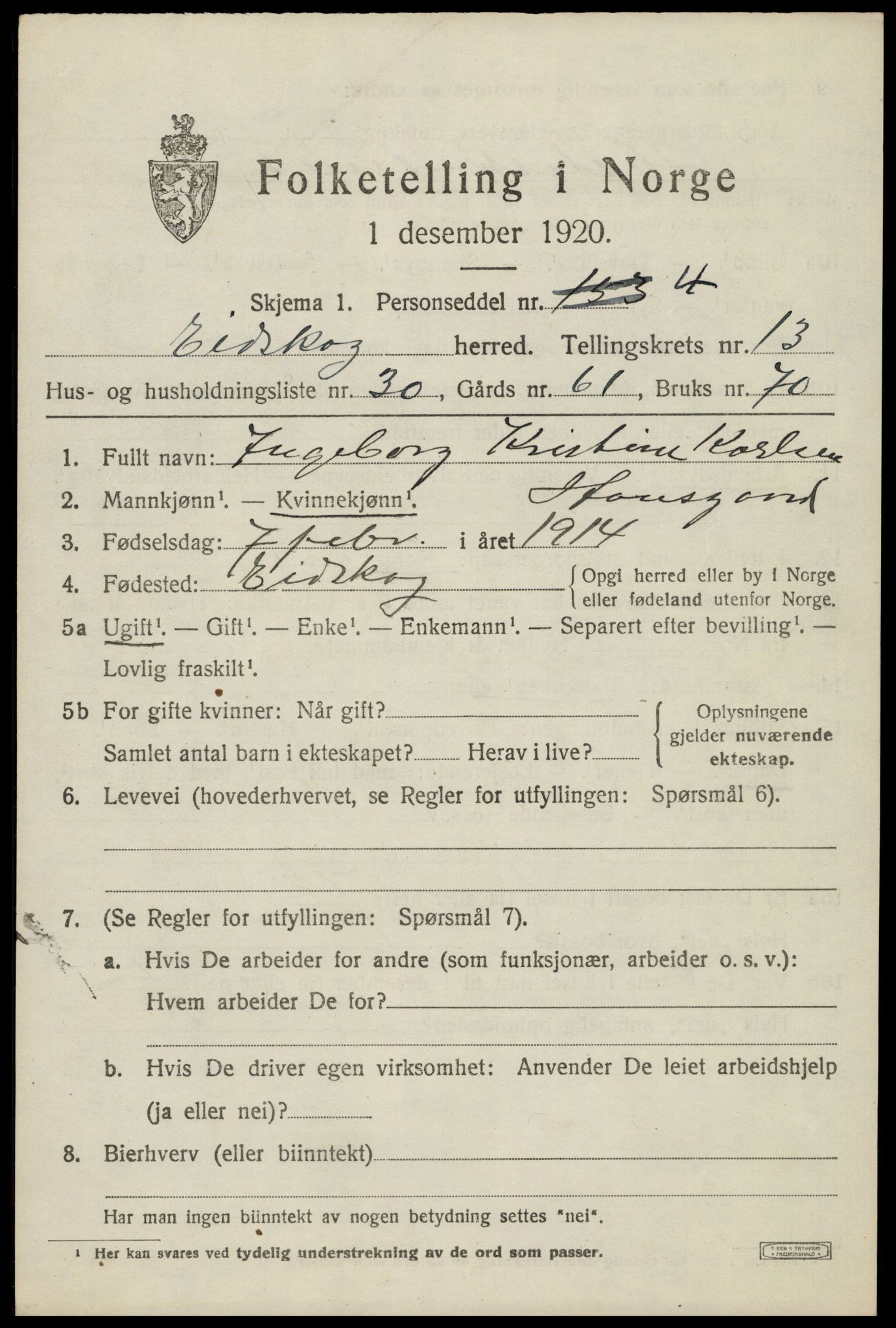 SAH, Folketelling 1920 for 0420 Eidskog herred, 1920, s. 12443