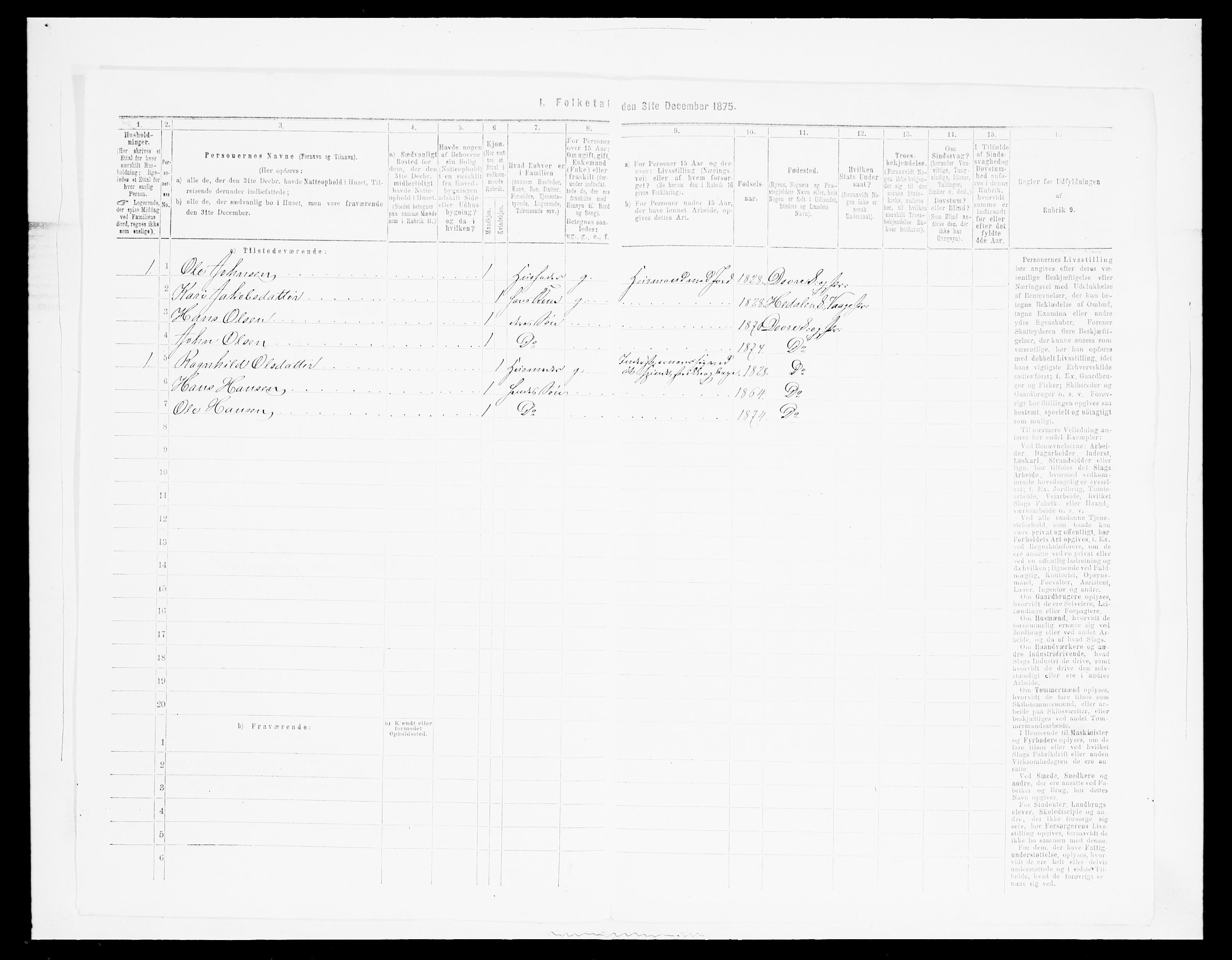 SAH, Folketelling 1875 for 0511P Dovre prestegjeld, 1875, s. 465