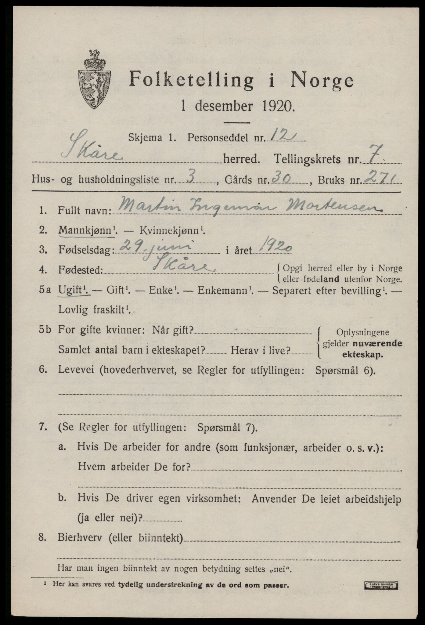 SAST, Folketelling 1920 for 1153 Skåre herred, 1920, s. 4772