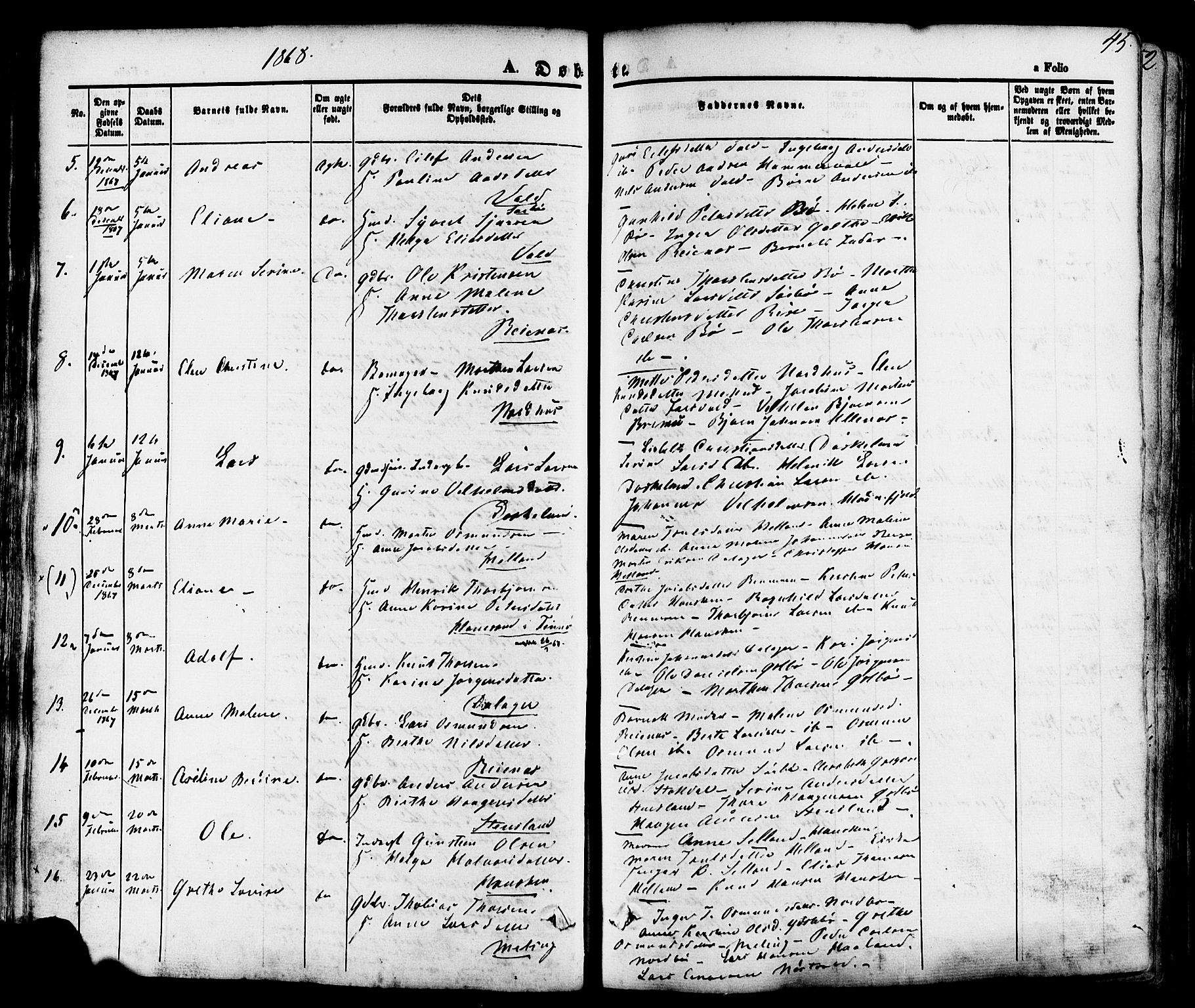 Rennesøy sokneprestkontor, AV/SAST-A -101827/H/Ha/Haa/L0006: Ministerialbok nr. A 6, 1860-1878, s. 45