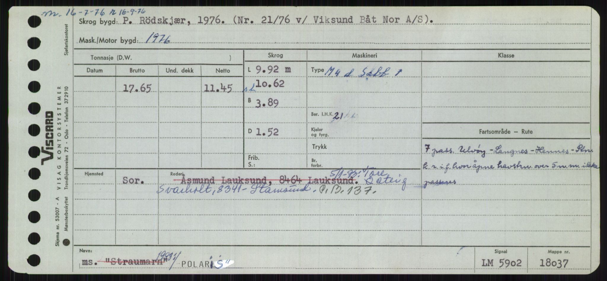 Sjøfartsdirektoratet med forløpere, Skipsmålingen, AV/RA-S-1627/H/Ha/L0004/0002: Fartøy, Mas-R / Fartøy, Odin-R, s. 357