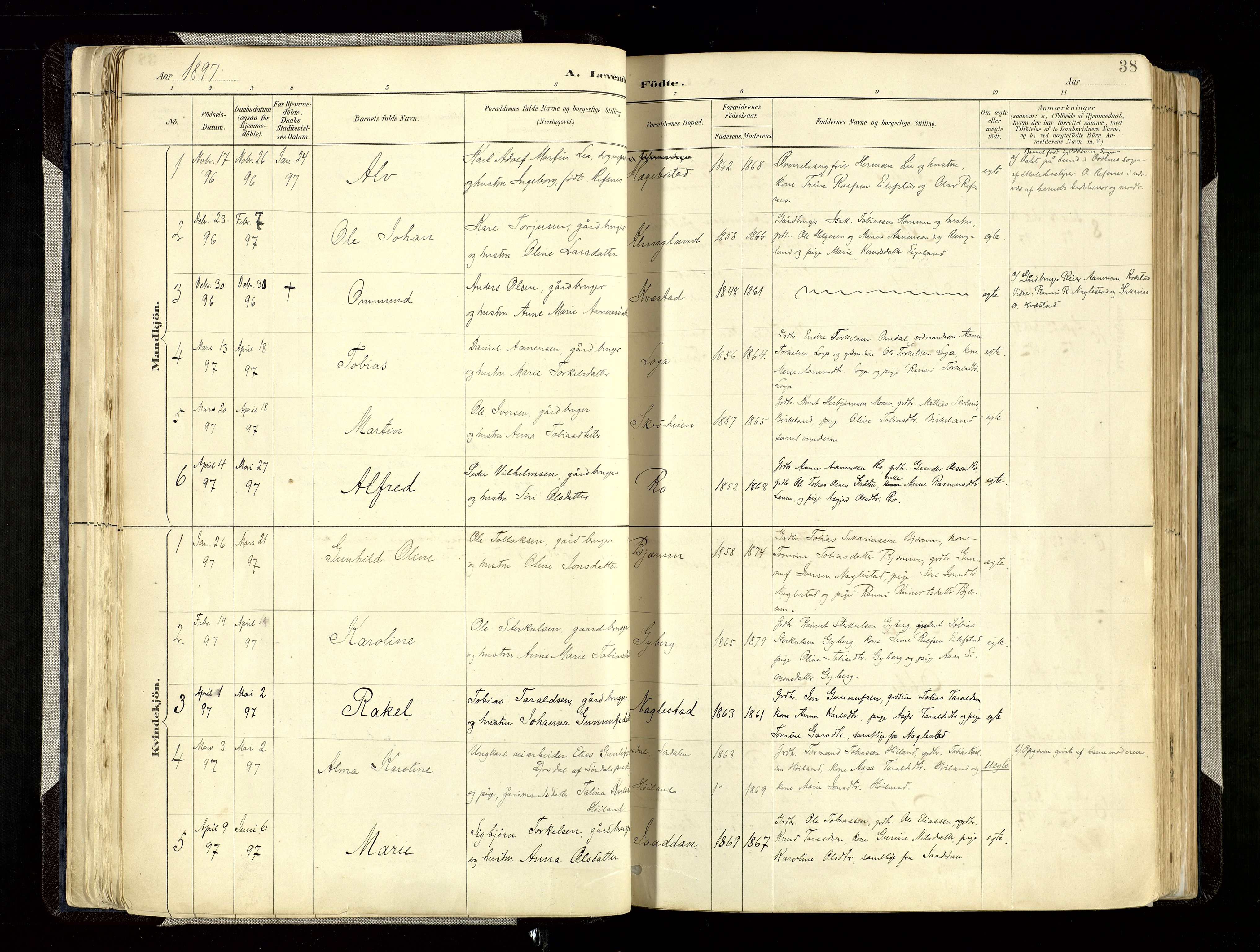 Hægebostad sokneprestkontor, AV/SAK-1111-0024/F/Fa/Faa/L0006: Ministerialbok nr. A 6, 1887-1929, s. 38