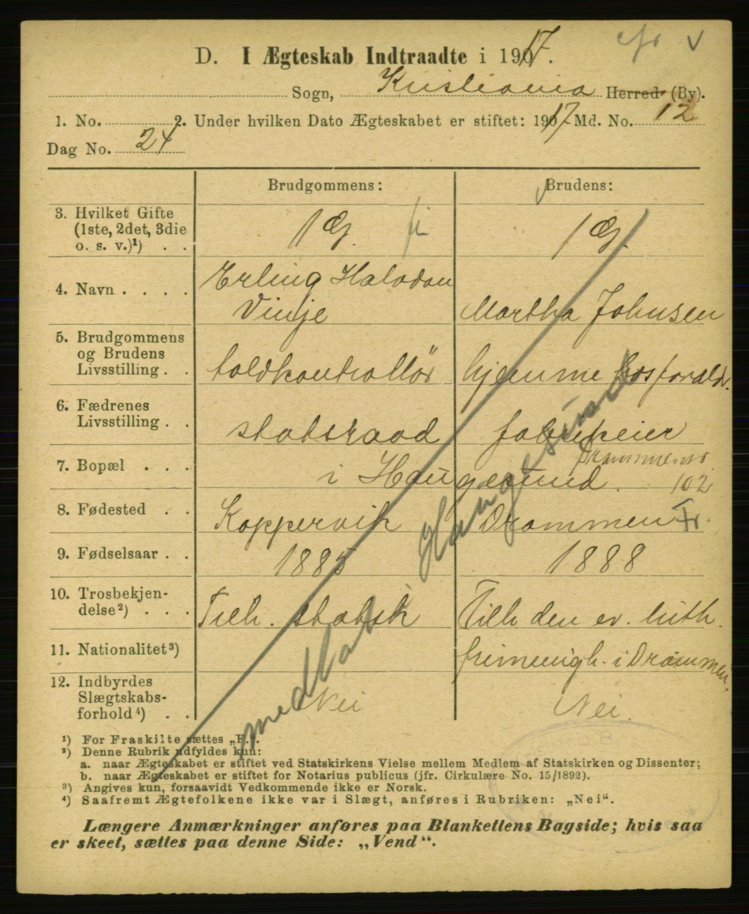 Statistisk sentralbyrå, Sosiodemografiske emner, Befolkning, AV/RA-S-2228/E/L0015: Fødte, gifte, døde dissentere., 1917, s. 2499