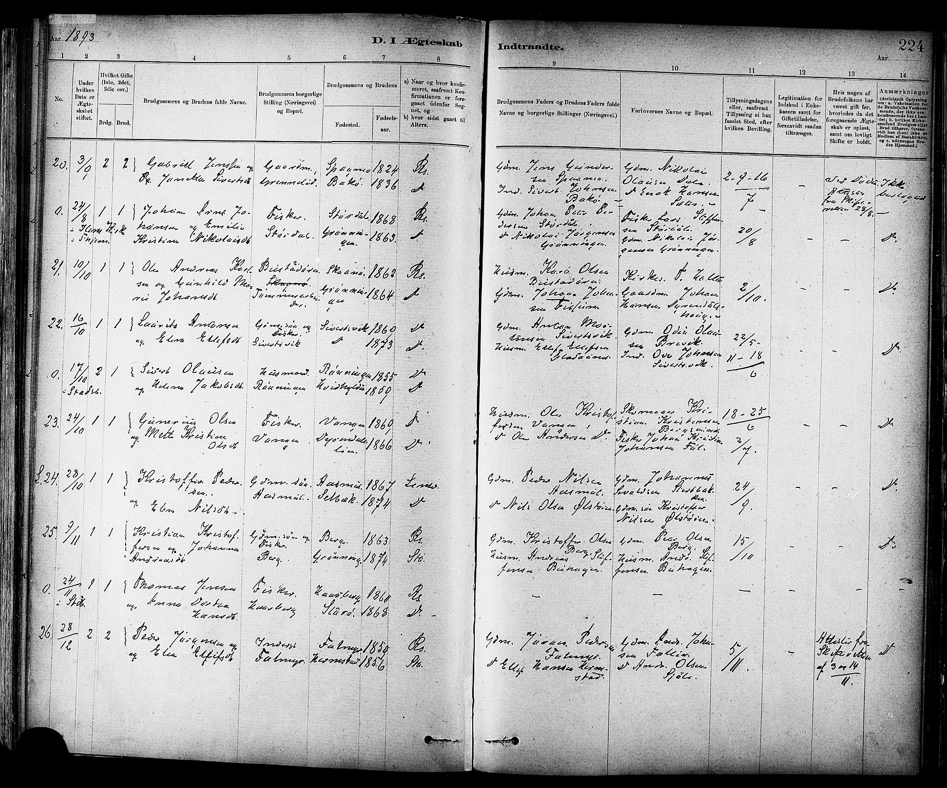 Ministerialprotokoller, klokkerbøker og fødselsregistre - Sør-Trøndelag, SAT/A-1456/647/L0634: Ministerialbok nr. 647A01, 1885-1896, s. 224
