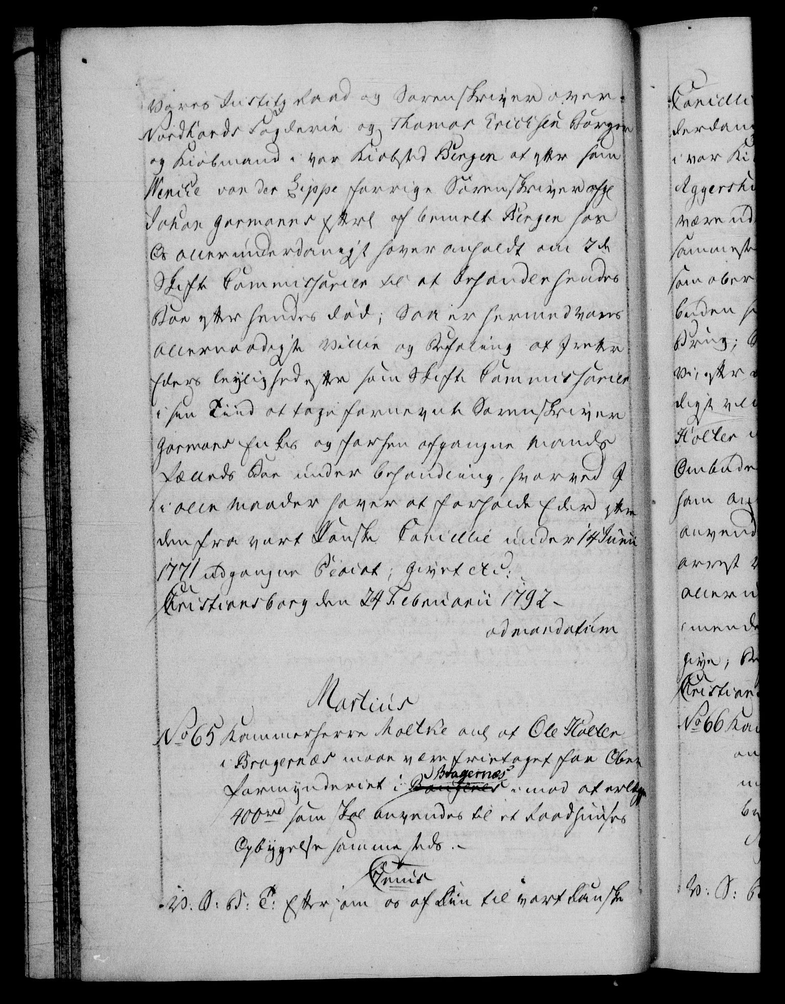 Danske Kanselli 1572-1799, RA/EA-3023/F/Fc/Fca/Fcab/L0045: Norske tegnelser, 1792-1796, s. 31b