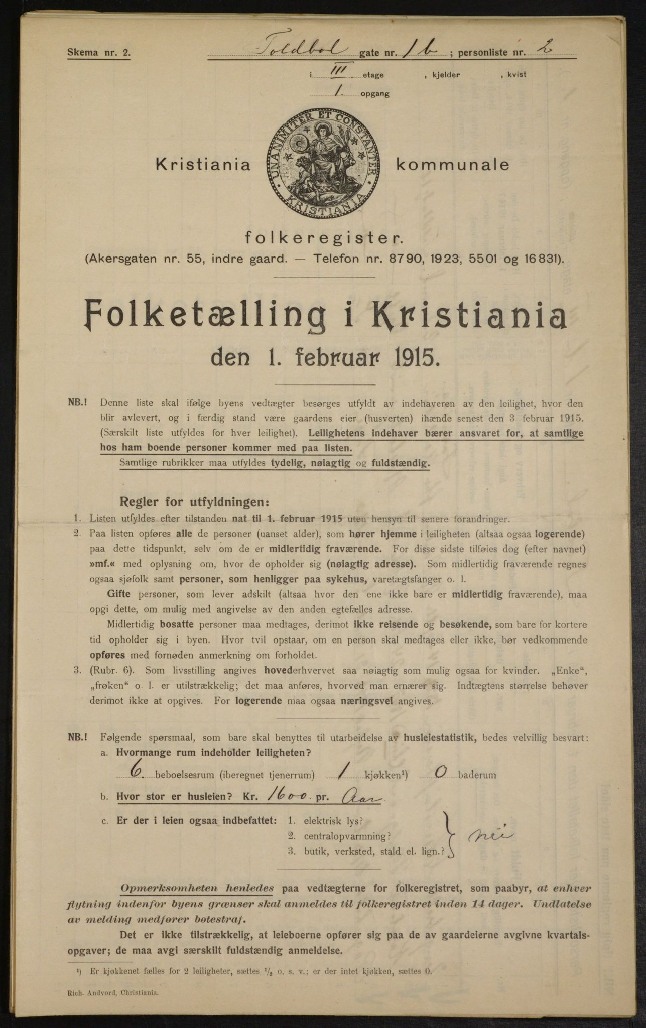 OBA, Kommunal folketelling 1.2.1915 for Kristiania, 1915, s. 113497