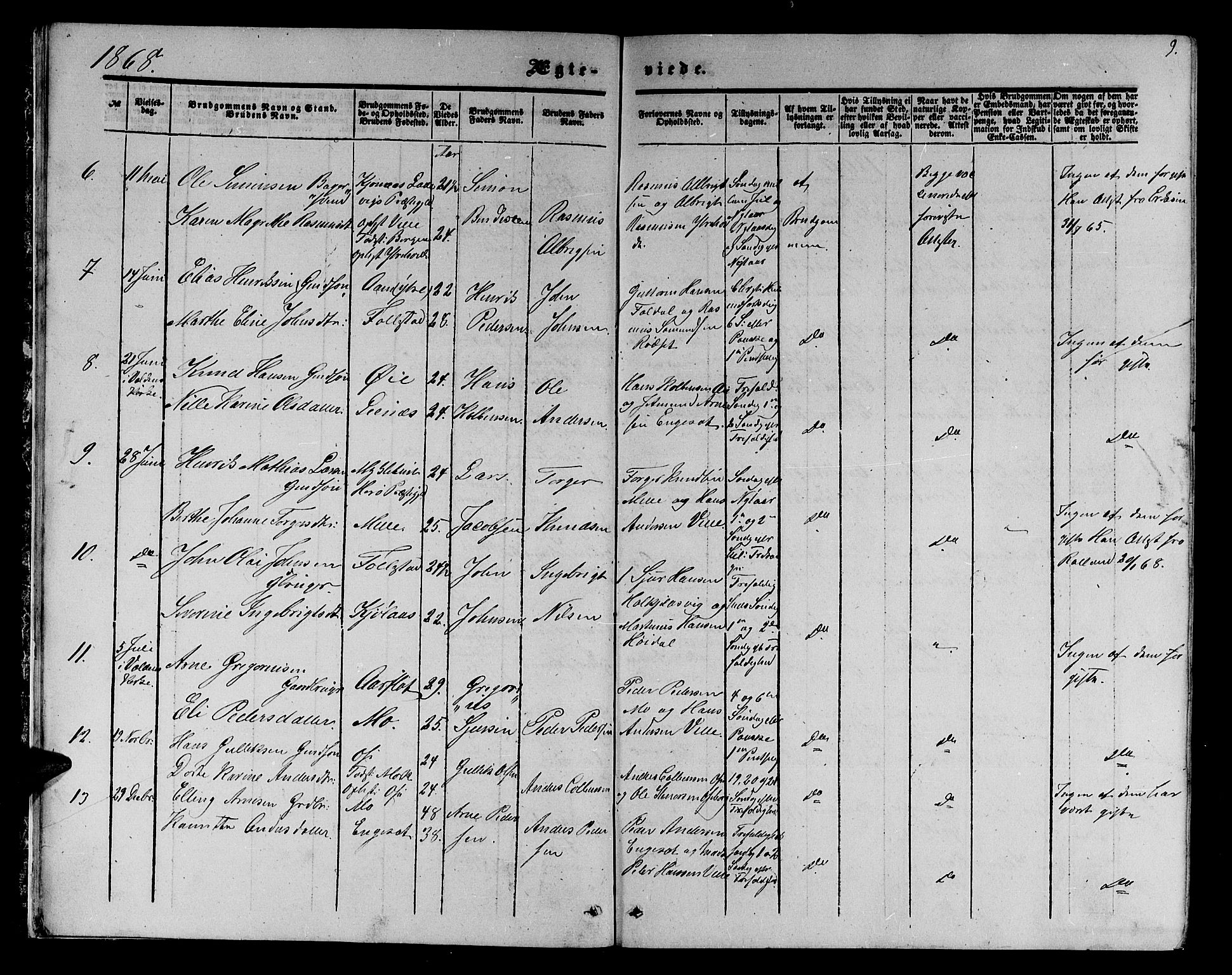 Ministerialprotokoller, klokkerbøker og fødselsregistre - Møre og Romsdal, AV/SAT-A-1454/513/L0188: Klokkerbok nr. 513C02, 1865-1882, s. 9