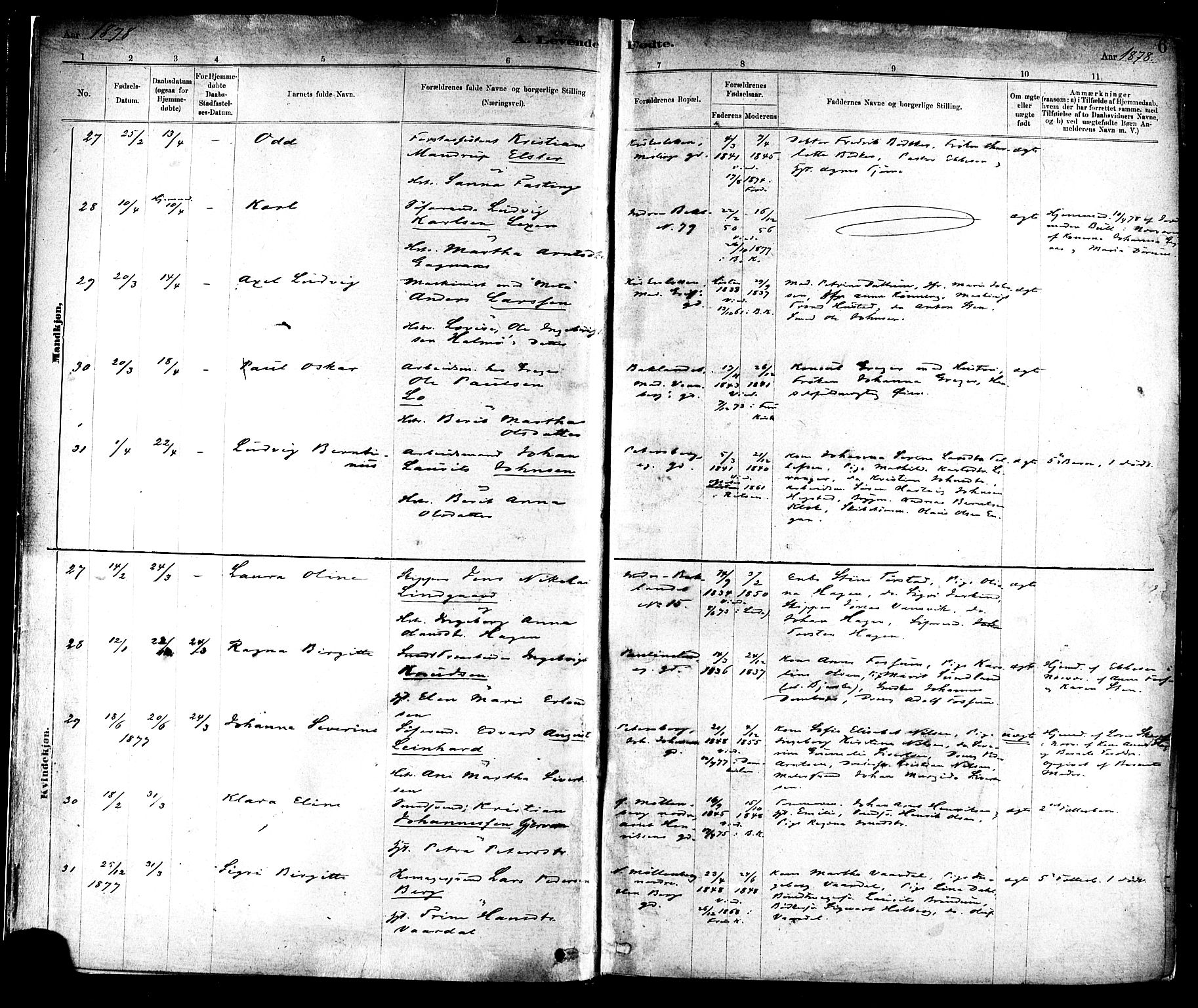 Ministerialprotokoller, klokkerbøker og fødselsregistre - Sør-Trøndelag, SAT/A-1456/604/L0188: Ministerialbok nr. 604A09, 1878-1892, s. 6