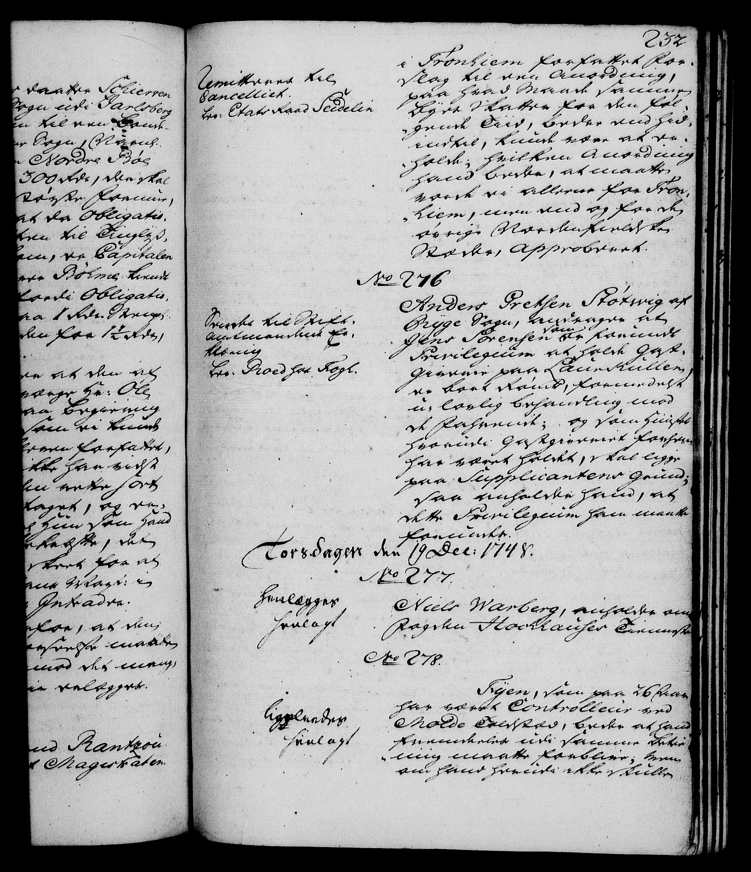 Rentekammeret, Kammerkanselliet, AV/RA-EA-3111/G/Gh/Gha/L0029: Norsk ekstraktmemorialprotokoll (merket RK 53.74), 1748-1749, s. 232