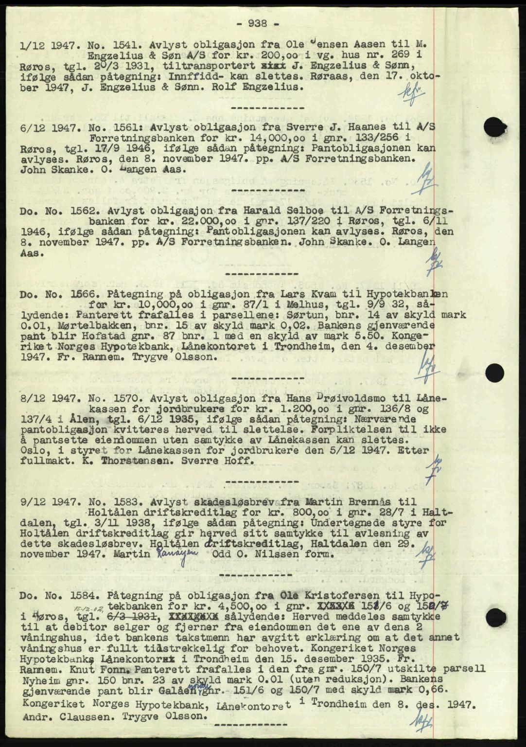Gauldal sorenskriveri, SAT/A-0014/1/2/2C: Pantebok nr. A5, 1947-1948, Dagboknr: 1541/1947