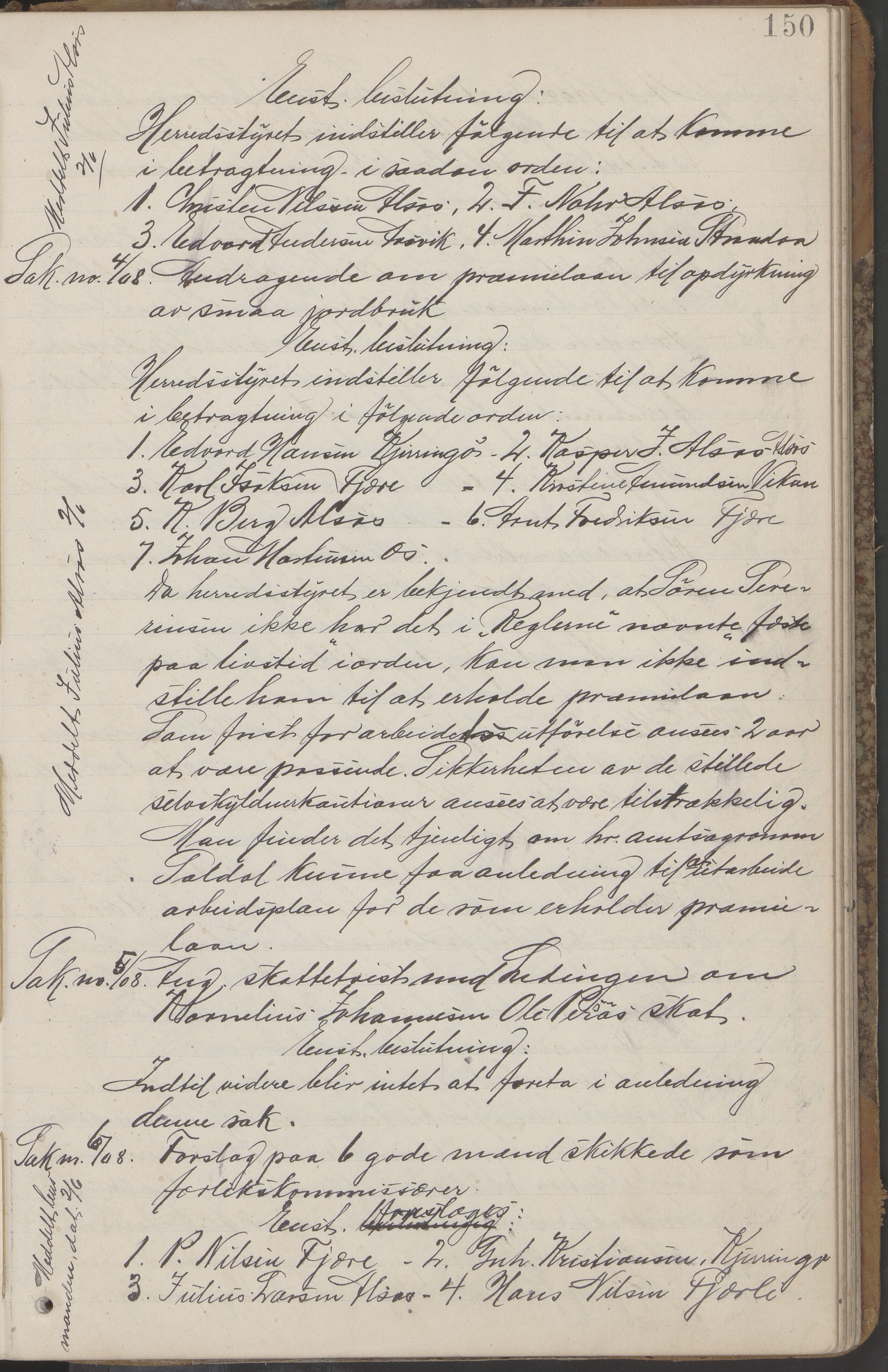 Kjerringøy kommune. Formannskapet, AIN/K-18441.150/A/Aa/L0002: Forhandlingsprotokoll Norfolden- Kjerringø formanskap, 1900-1911