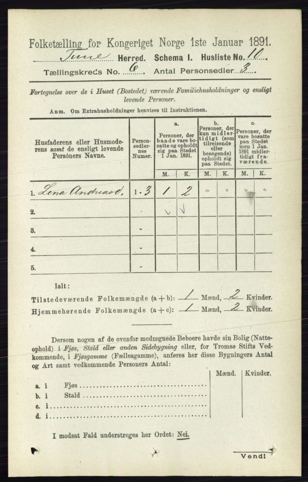 RA, Folketelling 1891 for 0130 Tune herred, 1891, s. 3958