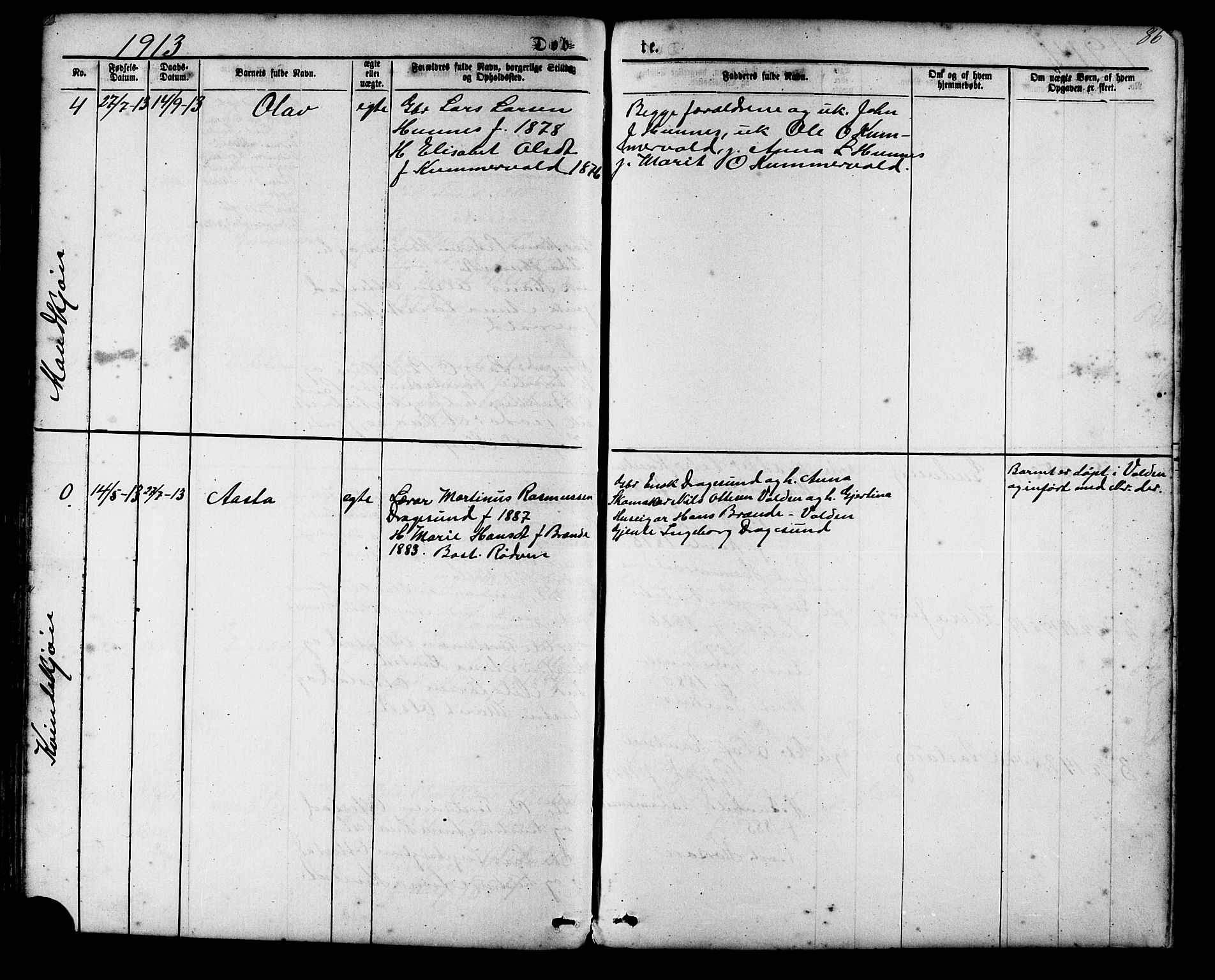 Ministerialprotokoller, klokkerbøker og fødselsregistre - Møre og Romsdal, SAT/A-1454/548/L0614: Klokkerbok nr. 548C02, 1867-1917, s. 86