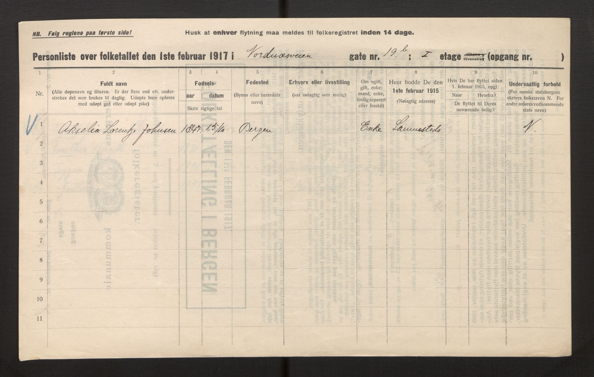 SAB, Kommunal folketelling 1917 for Bergen kjøpstad, 1917, s. 26969