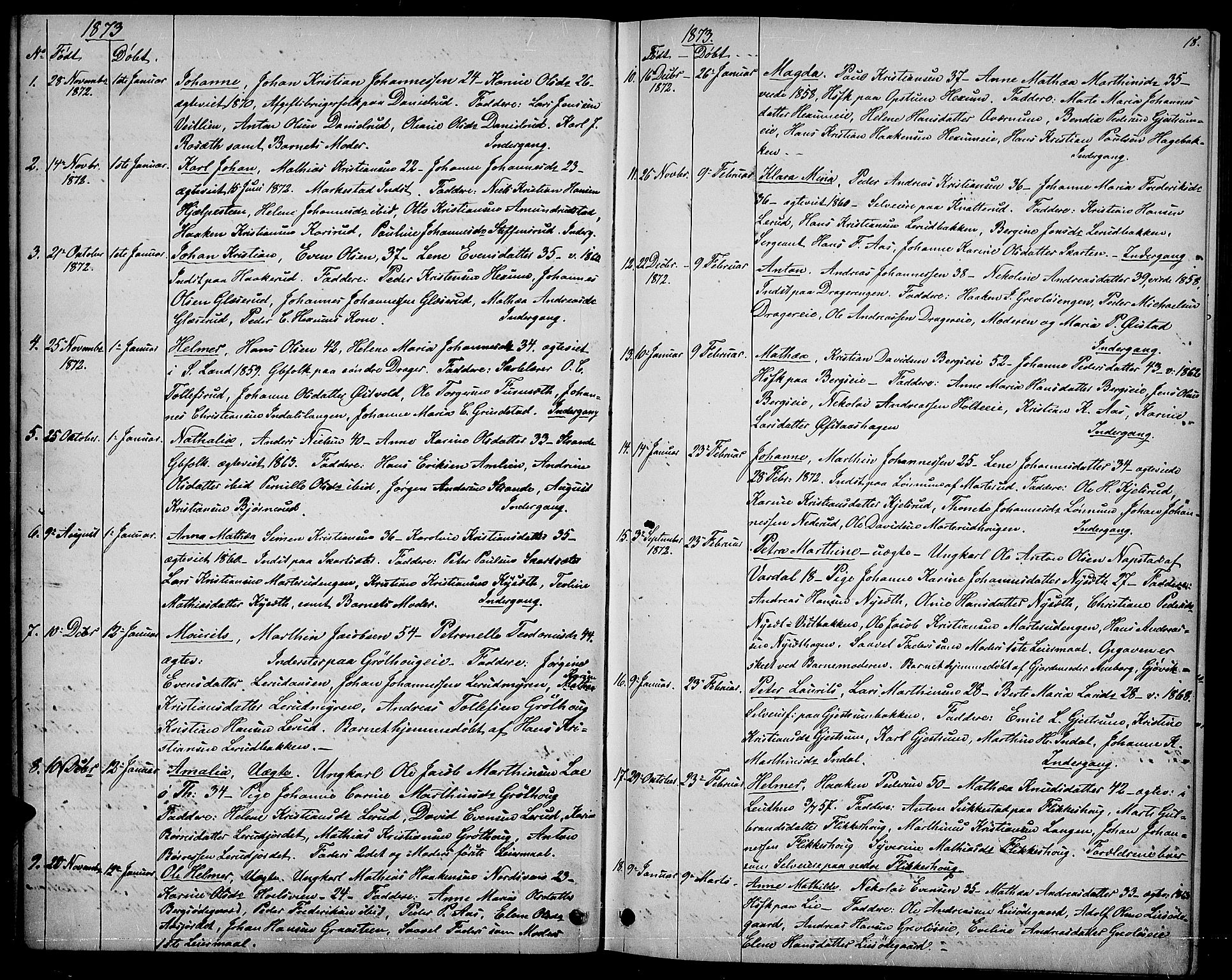 Vestre Toten prestekontor, AV/SAH-PREST-108/H/Ha/Hab/L0006: Klokkerbok nr. 6, 1870-1887, s. 18