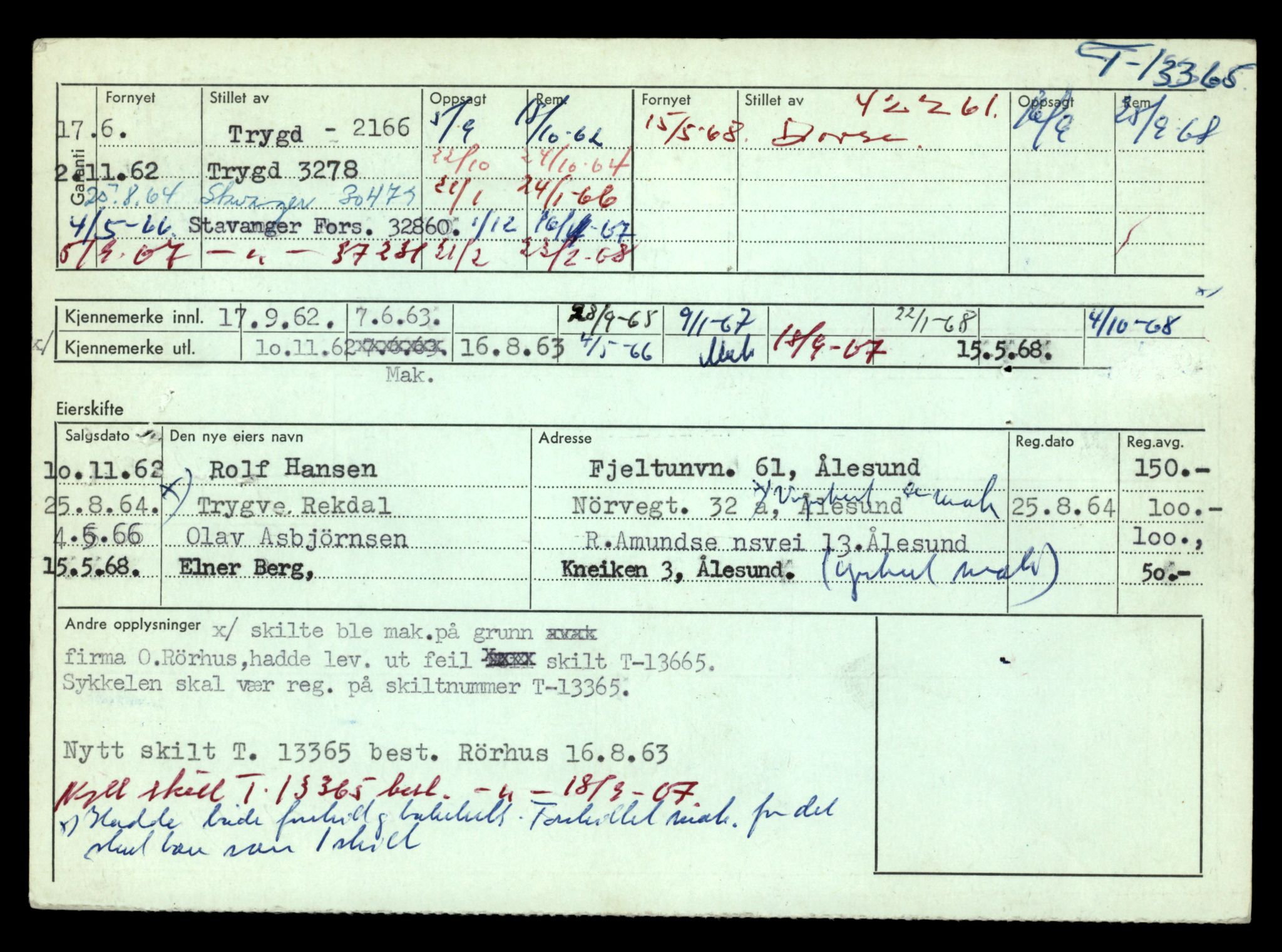 Møre og Romsdal vegkontor - Ålesund trafikkstasjon, AV/SAT-A-4099/F/Fe/L0039: Registreringskort for kjøretøy T 13361 - T 13530, 1927-1998, s. 88