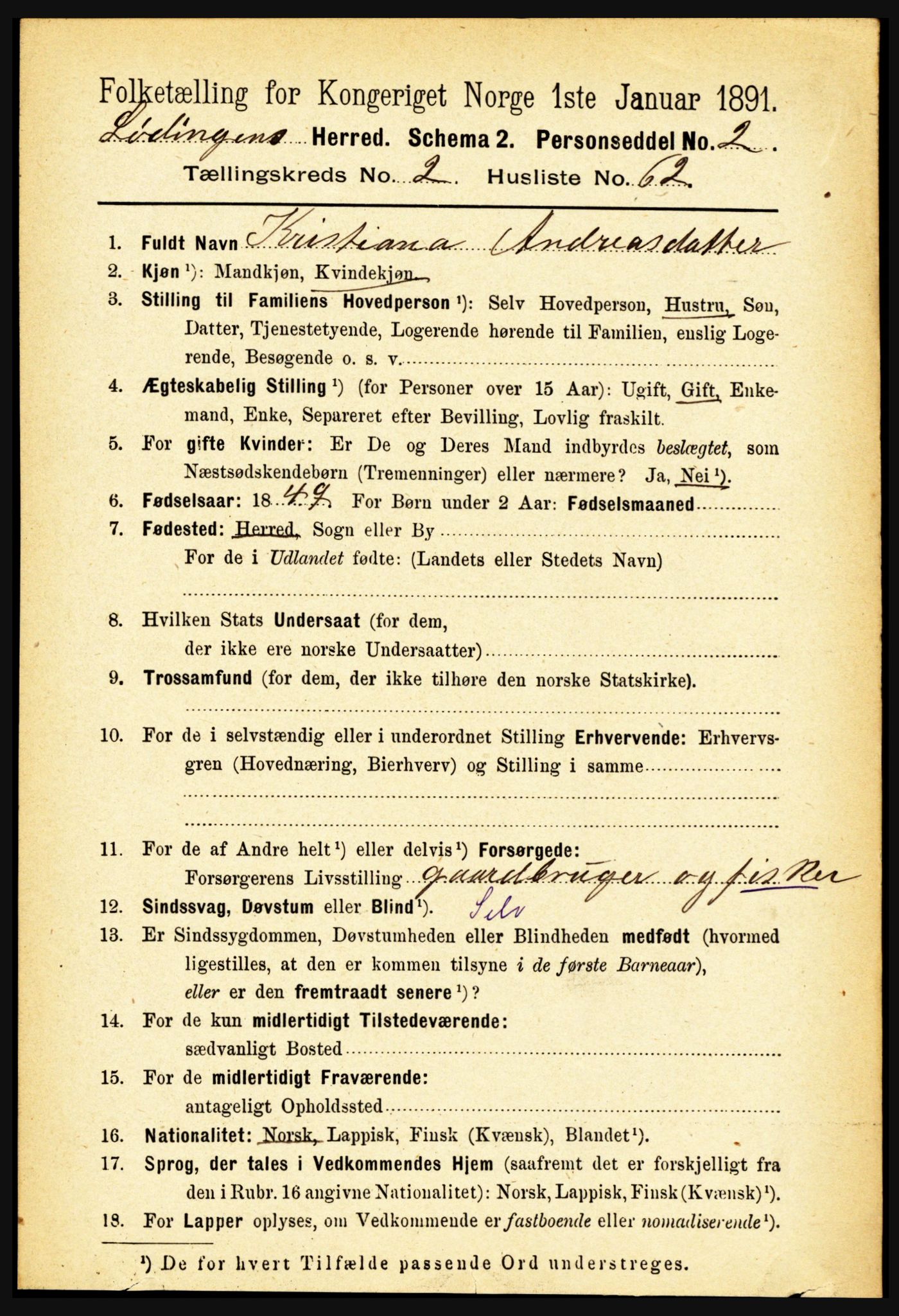RA, Folketelling 1891 for 1851 Lødingen herred, 1891, s. 1146