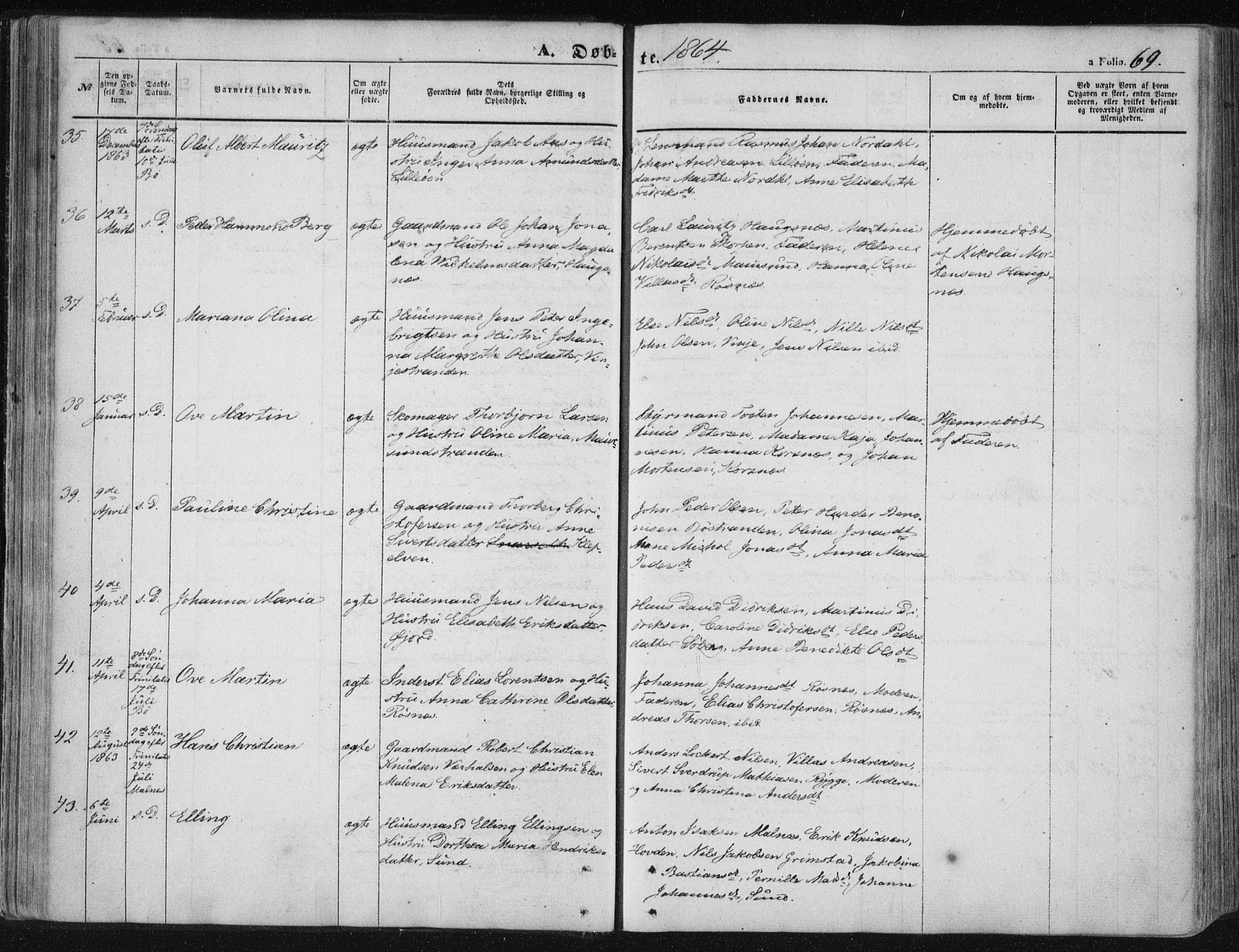 Ministerialprotokoller, klokkerbøker og fødselsregistre - Nordland, AV/SAT-A-1459/891/L1300: Ministerialbok nr. 891A05, 1856-1870, s. 69