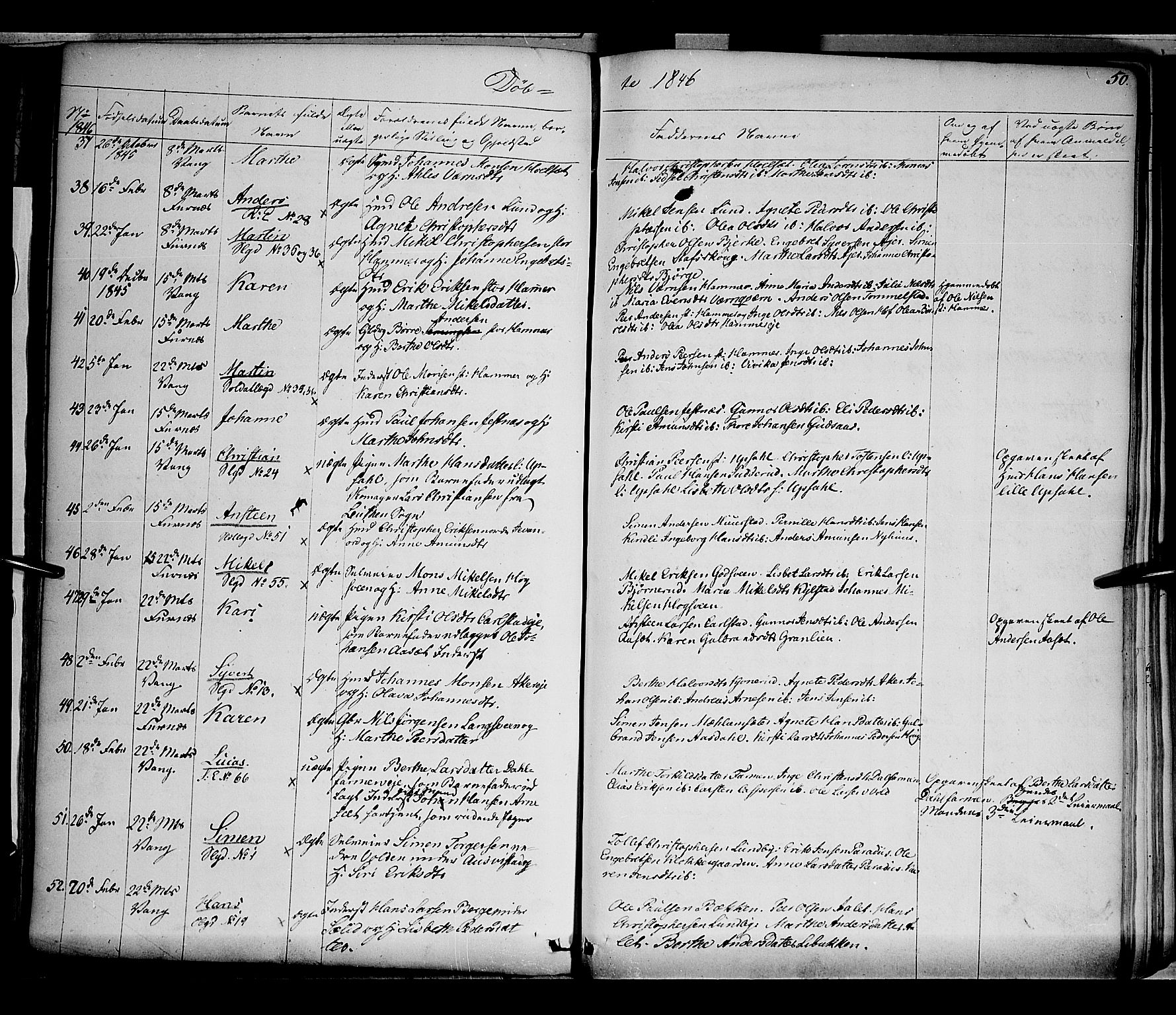 Vang prestekontor, Hedmark, AV/SAH-PREST-008/H/Ha/Haa/L0010: Ministerialbok nr. 10, 1841-1855, s. 50