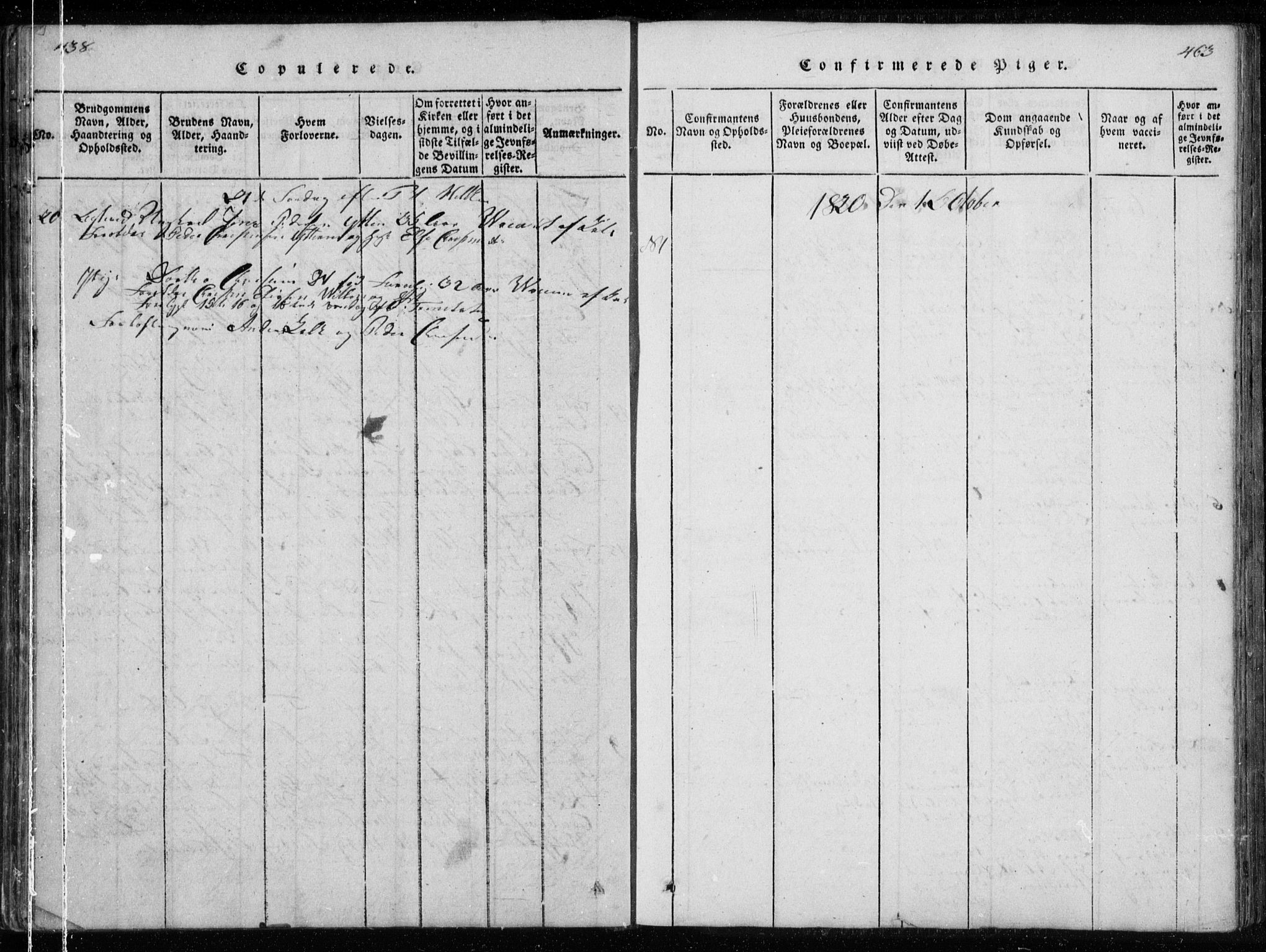 Ministerialprotokoller, klokkerbøker og fødselsregistre - Nordland, SAT/A-1459/827/L0412: Klokkerbok nr. 827C01, 1820-1841, s. 438-439