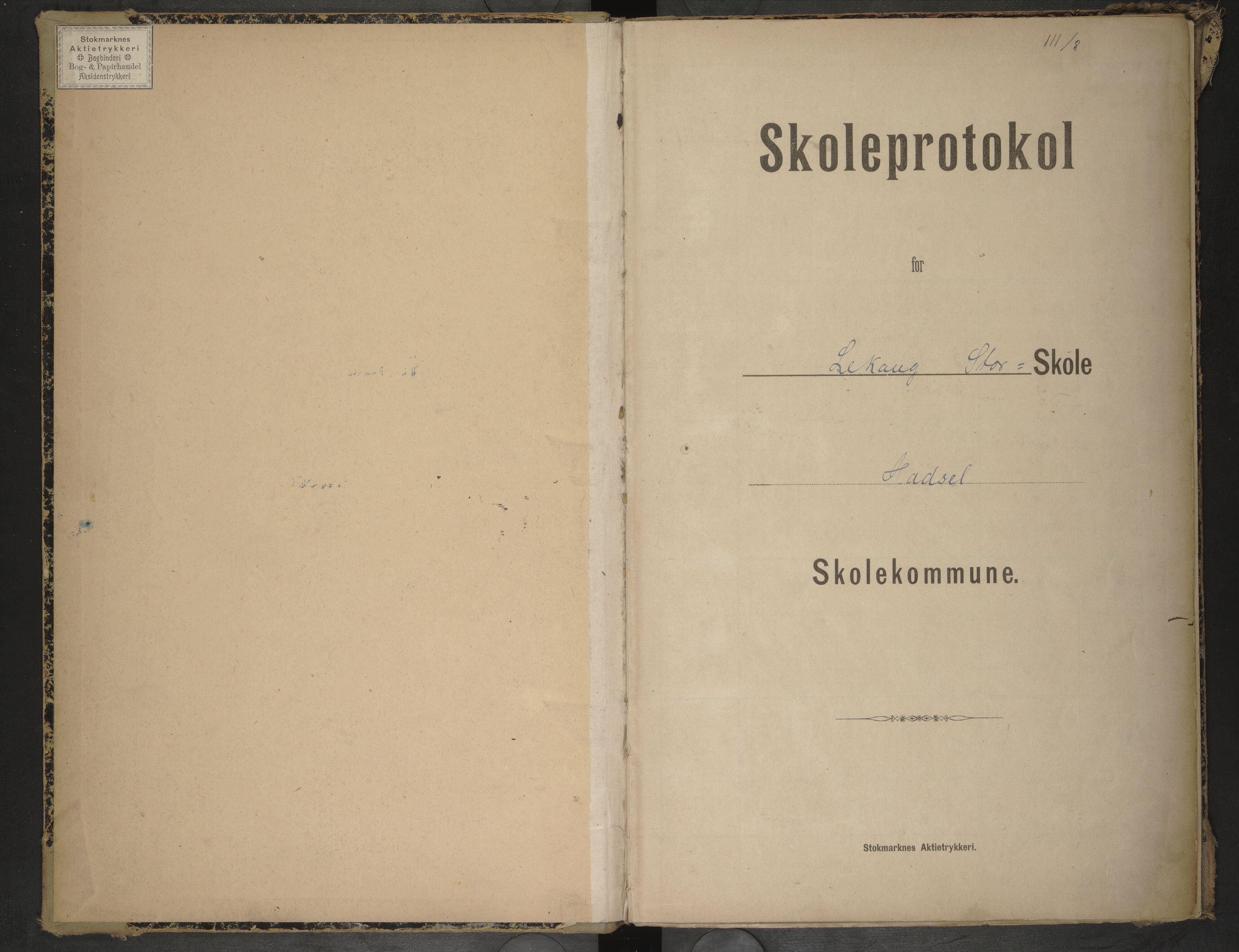 Hadsel kommune. Lekang skolekrets, AIN/K-18660.510.27/G/L0010: Skoleprotokoll for Lekang storskole, 1904-1914