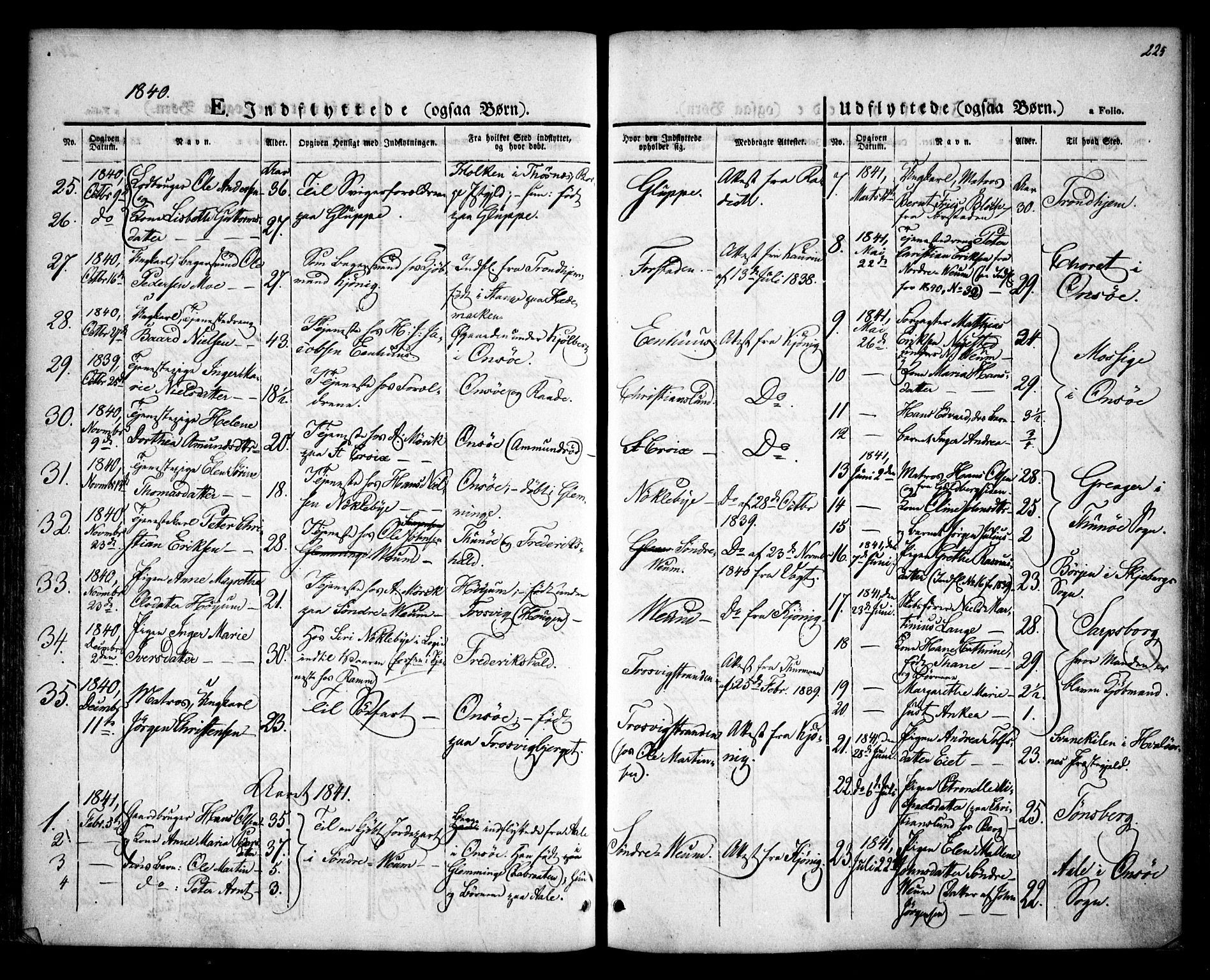 Glemmen prestekontor Kirkebøker, AV/SAO-A-10908/F/Fa/L0005: Ministerialbok nr. 5, 1838-1852, s. 225