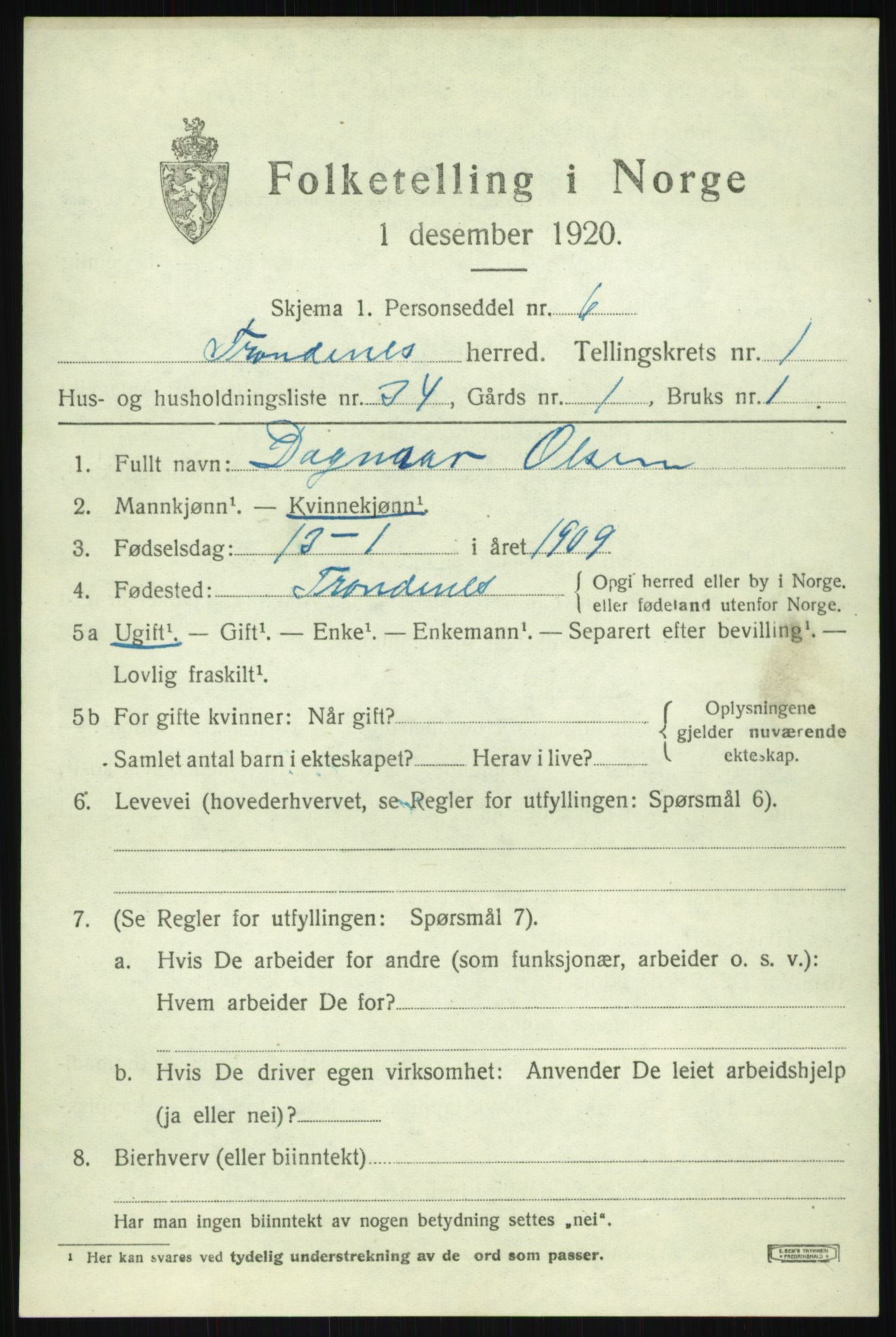 SATØ, Folketelling 1920 for 1914 Trondenes herred, 1920, s. 3579