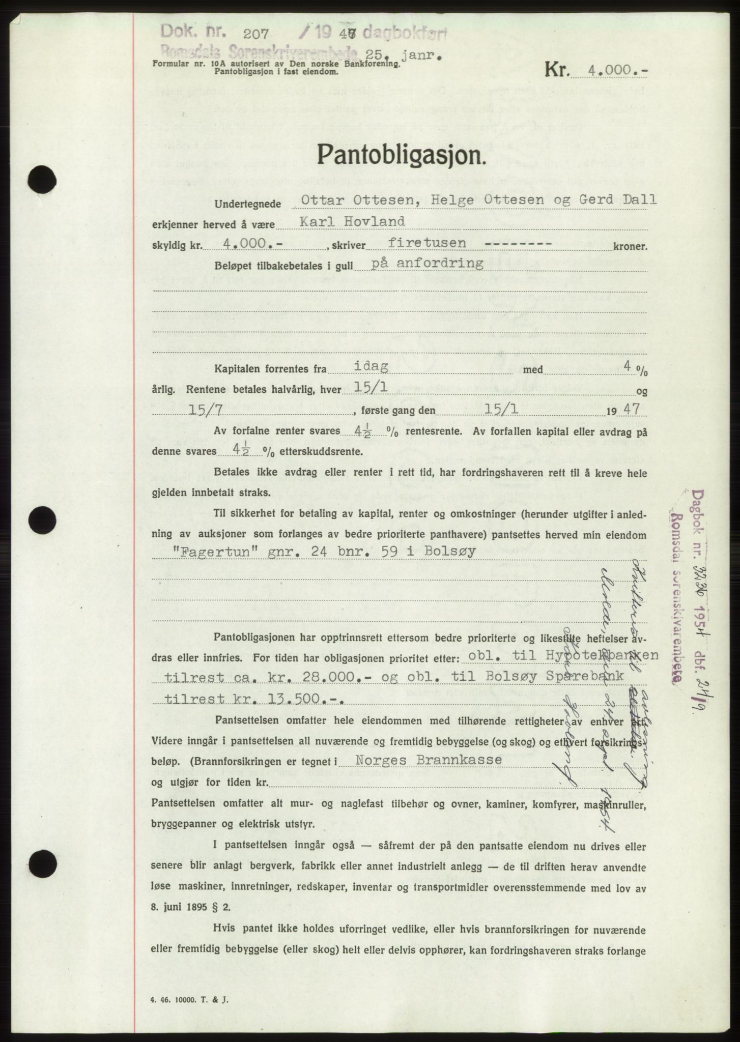 Romsdal sorenskriveri, SAT/A-4149/1/2/2C: Pantebok nr. B3, 1946-1948, Dagboknr: 207/1947
