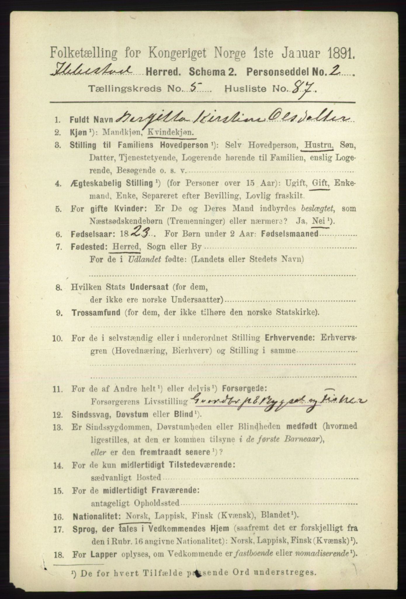 RA, Folketelling 1891 for 1917 Ibestad herred, 1891, s. 3480