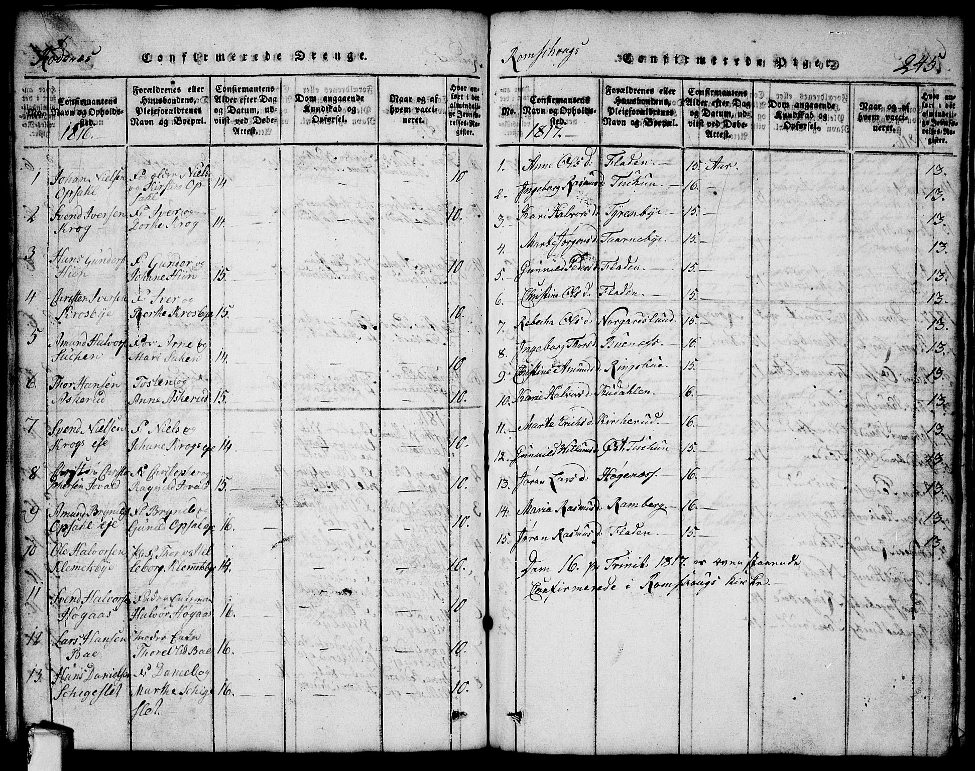 Rødenes prestekontor Kirkebøker, AV/SAO-A-2005/G/Ga/L0001: Klokkerbok nr.  I 1, 1814-1841, s. 245