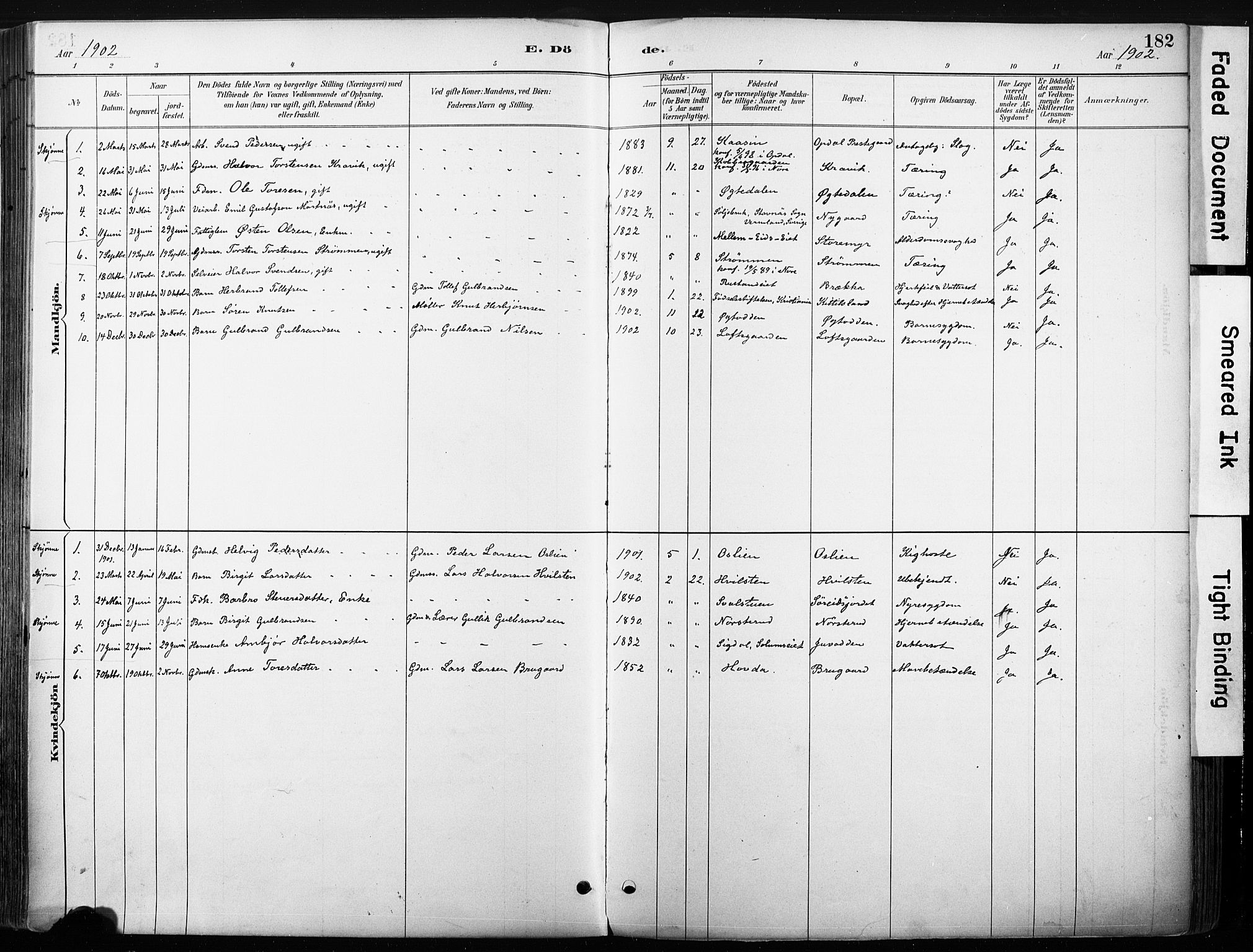 Nore kirkebøker, SAKO/A-238/F/Fb/L0002: Ministerialbok nr. II 2, 1886-1906, s. 182