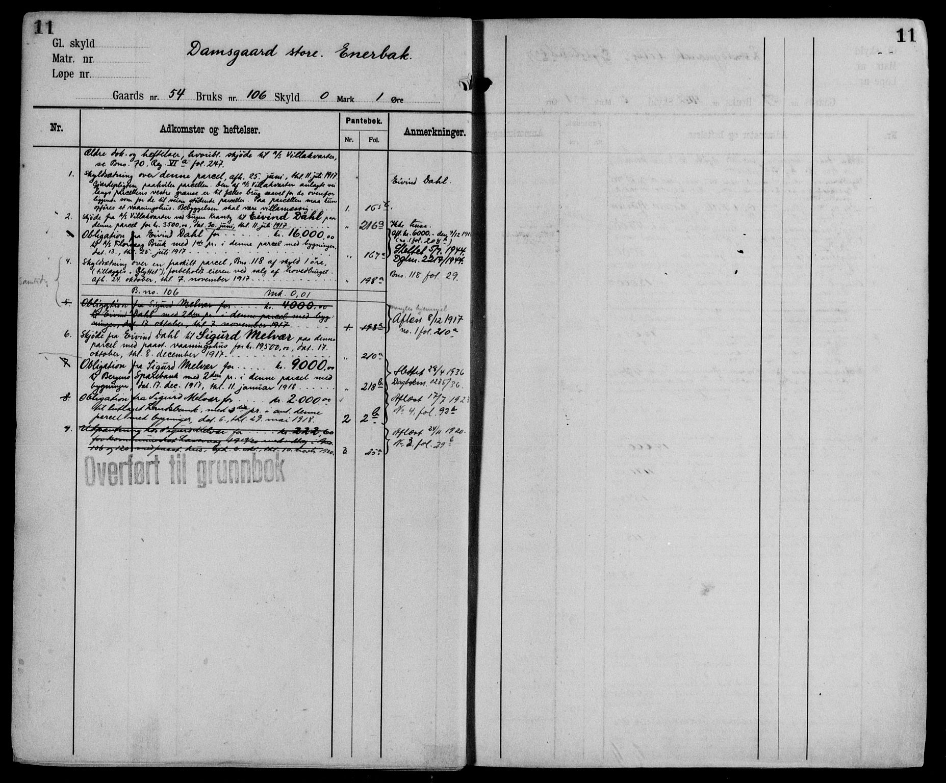 Midhordland sorenskriveri, AV/SAB-A-3001/1/G/Ga/Gab/L0115: Panteregister nr. II.A.b.115, s. 11