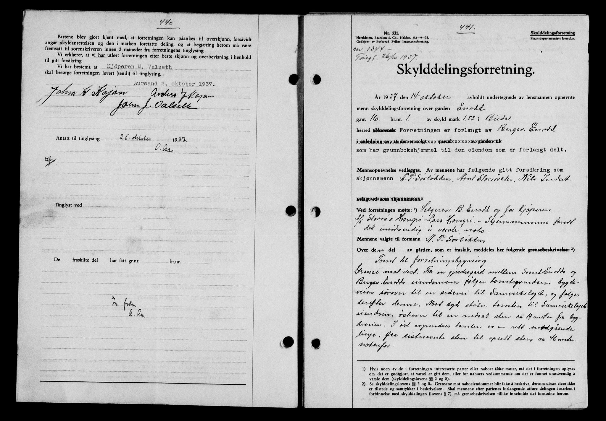 Gauldal sorenskriveri, SAT/A-0014/1/2/2C/L0047: Pantebok nr. 50-51, 1937-1937, Dagboknr: 1344/1937