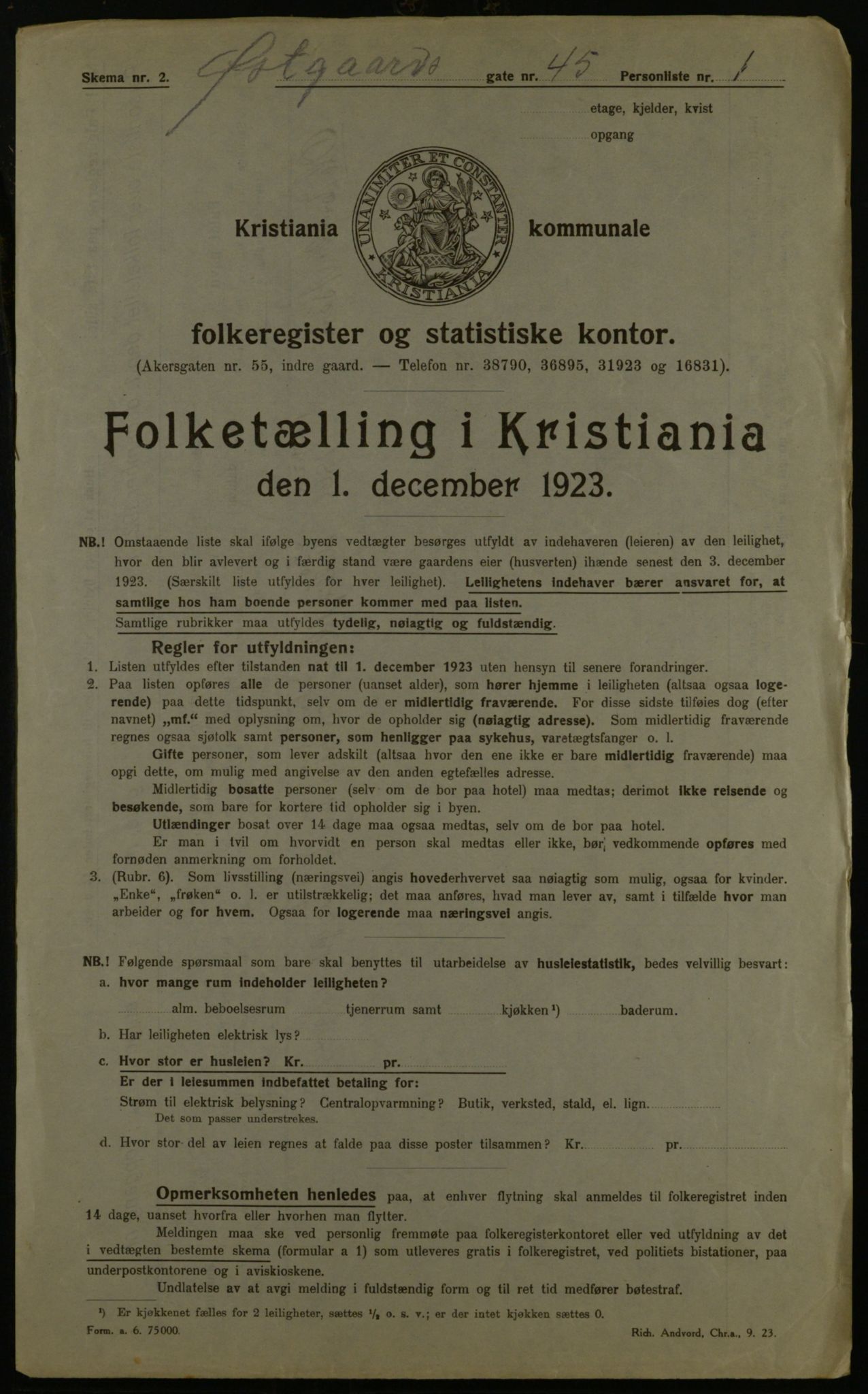 OBA, Kommunal folketelling 1.12.1923 for Kristiania, 1923, s. 142719