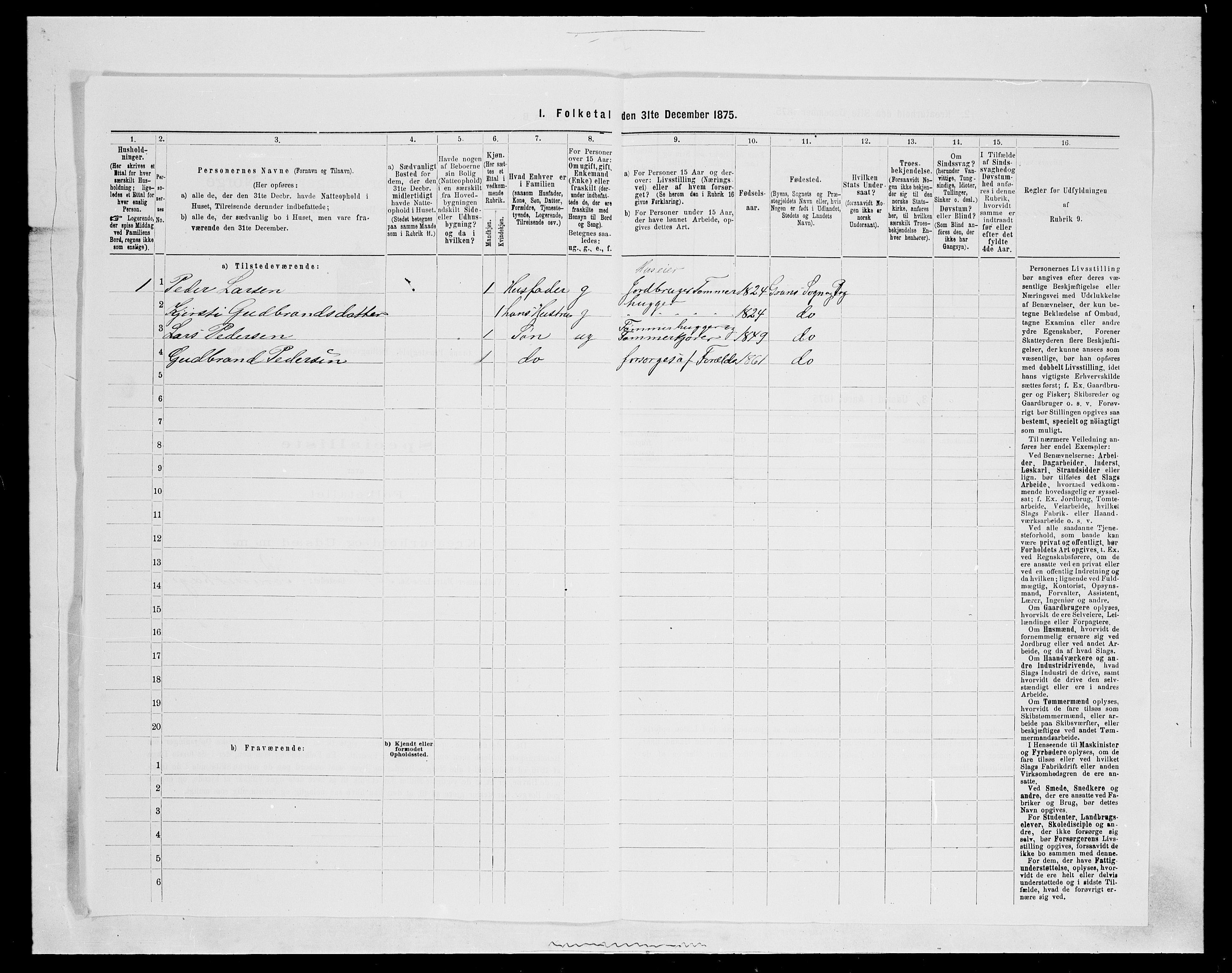 SAH, Folketelling 1875 for 0534P Gran prestegjeld, 1875, s. 2034
