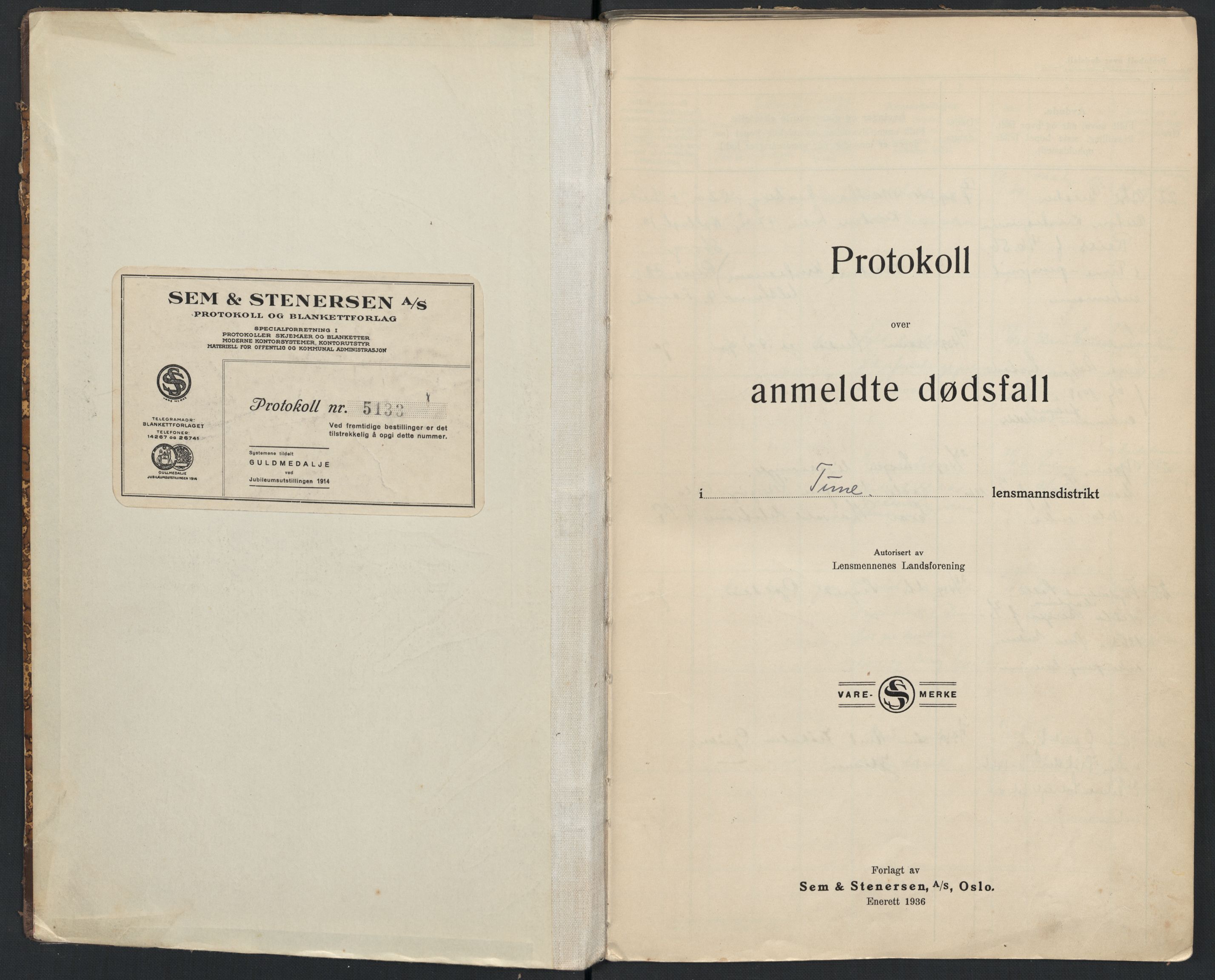 Tune lensmannskontor, SAO/A-10104/H/Ha/L0004: Dødsfallsprotokoll, 1939-1944