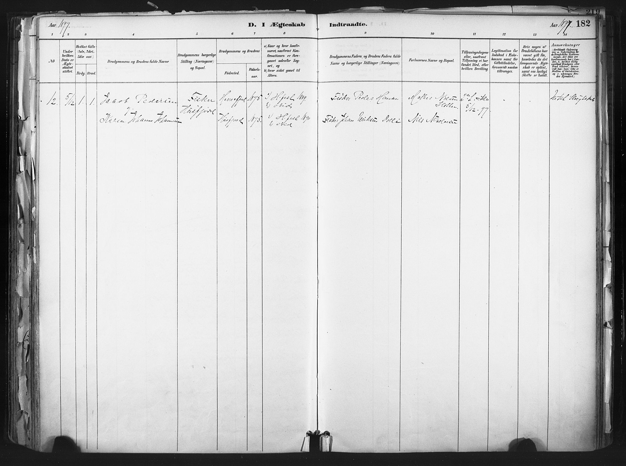 Hammerfest sokneprestkontor, SATØ/S-1347: Ministerialbok nr. 11 /1, 1885-1897, s. 182