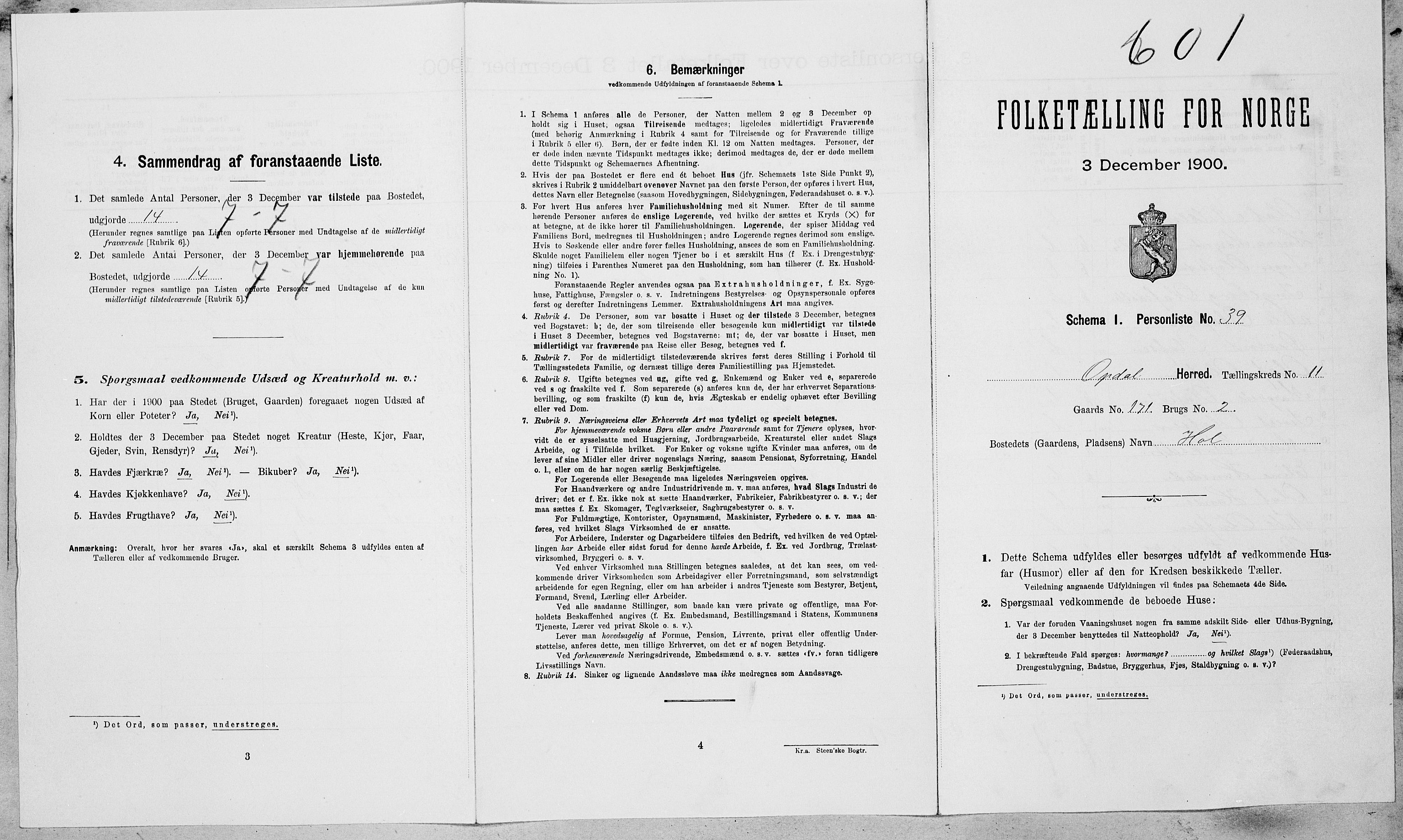 SAT, Folketelling 1900 for 1634 Oppdal herred, 1900, s. 924