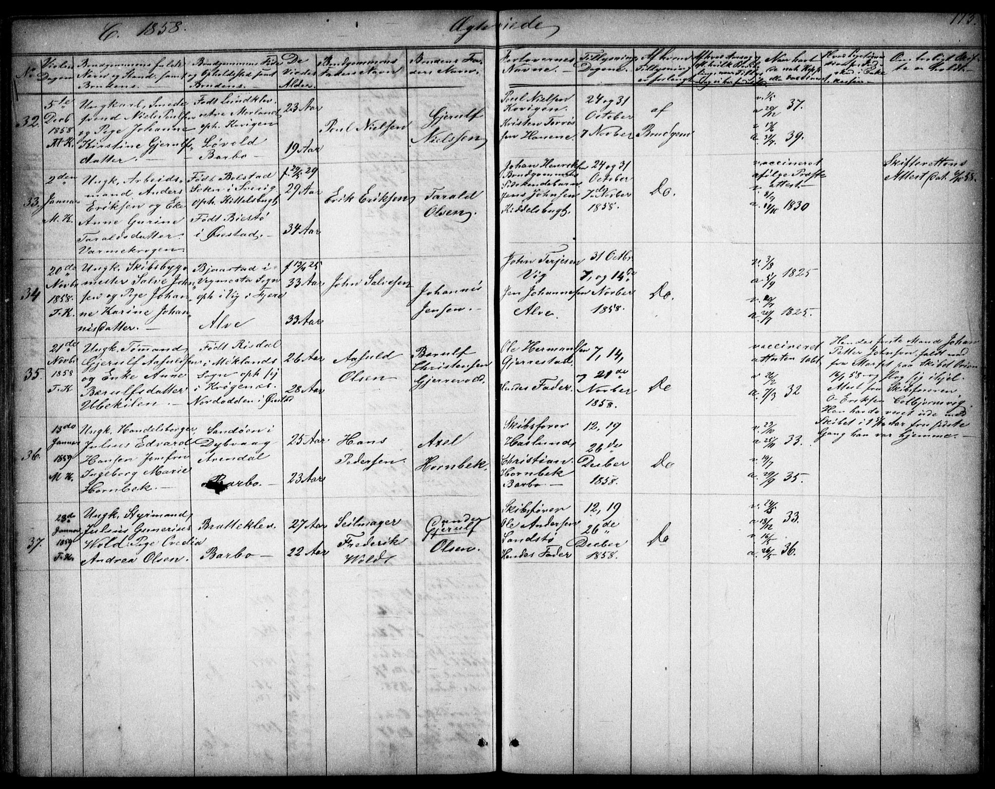 Tromøy sokneprestkontor, AV/SAK-1111-0041/F/Fb/L0002: Klokkerbok nr. B 2, 1851-1858, s. 173