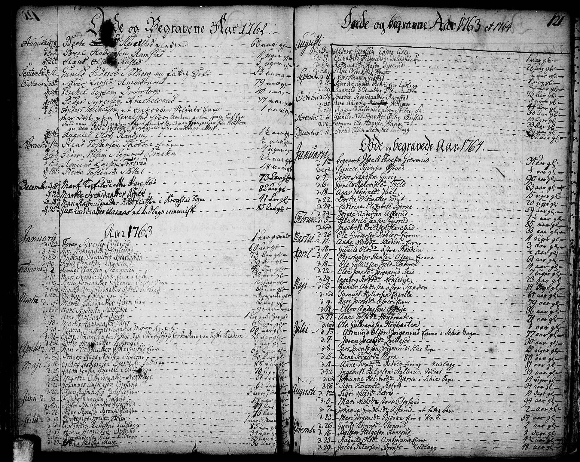 Kråkstad prestekontor Kirkebøker, SAO/A-10125a/F/Fa/L0001: Ministerialbok nr. I 1, 1736-1785, s. 121