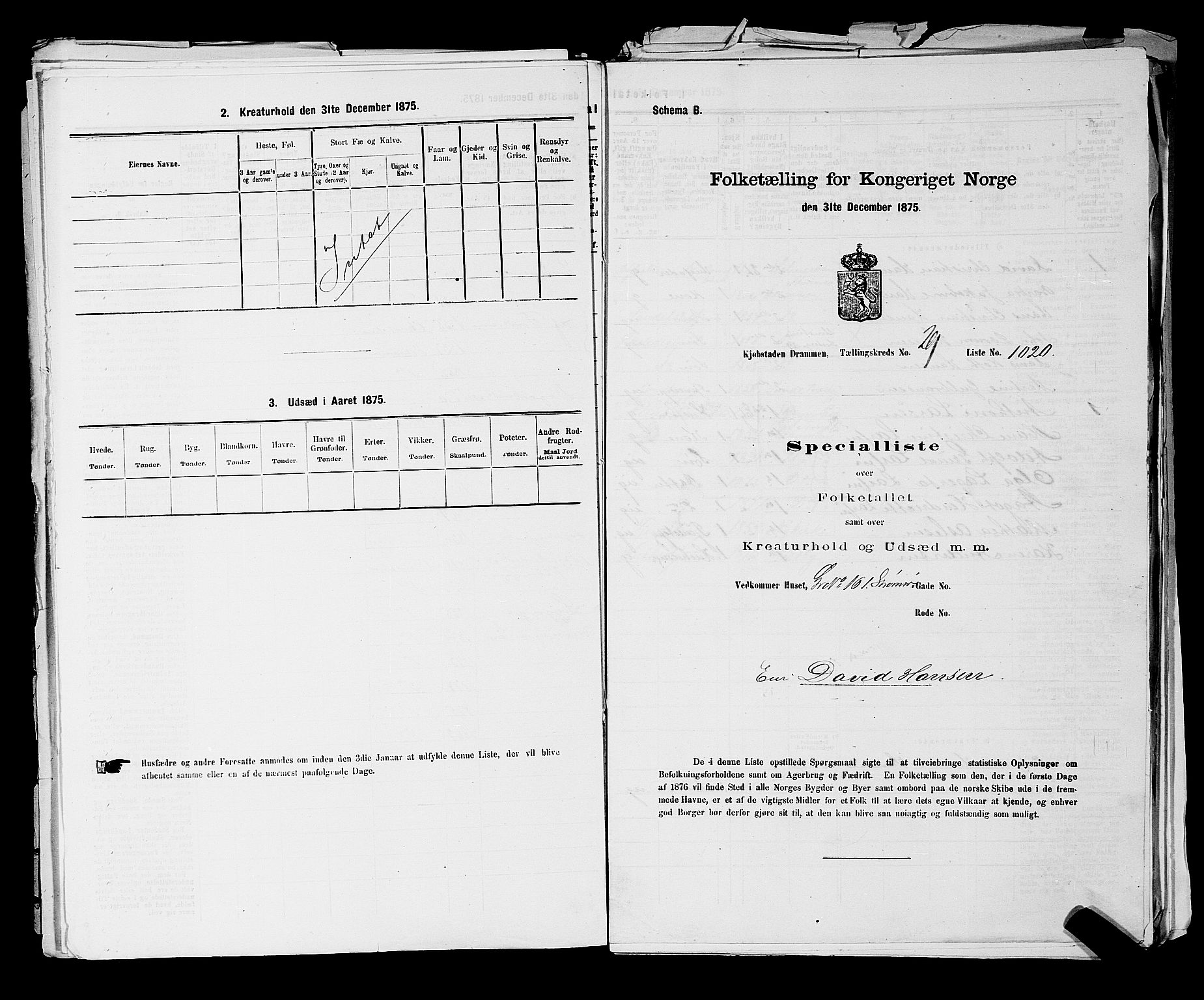 SAKO, Folketelling 1875 for 0602 Drammen kjøpstad, 1875, s. 2745