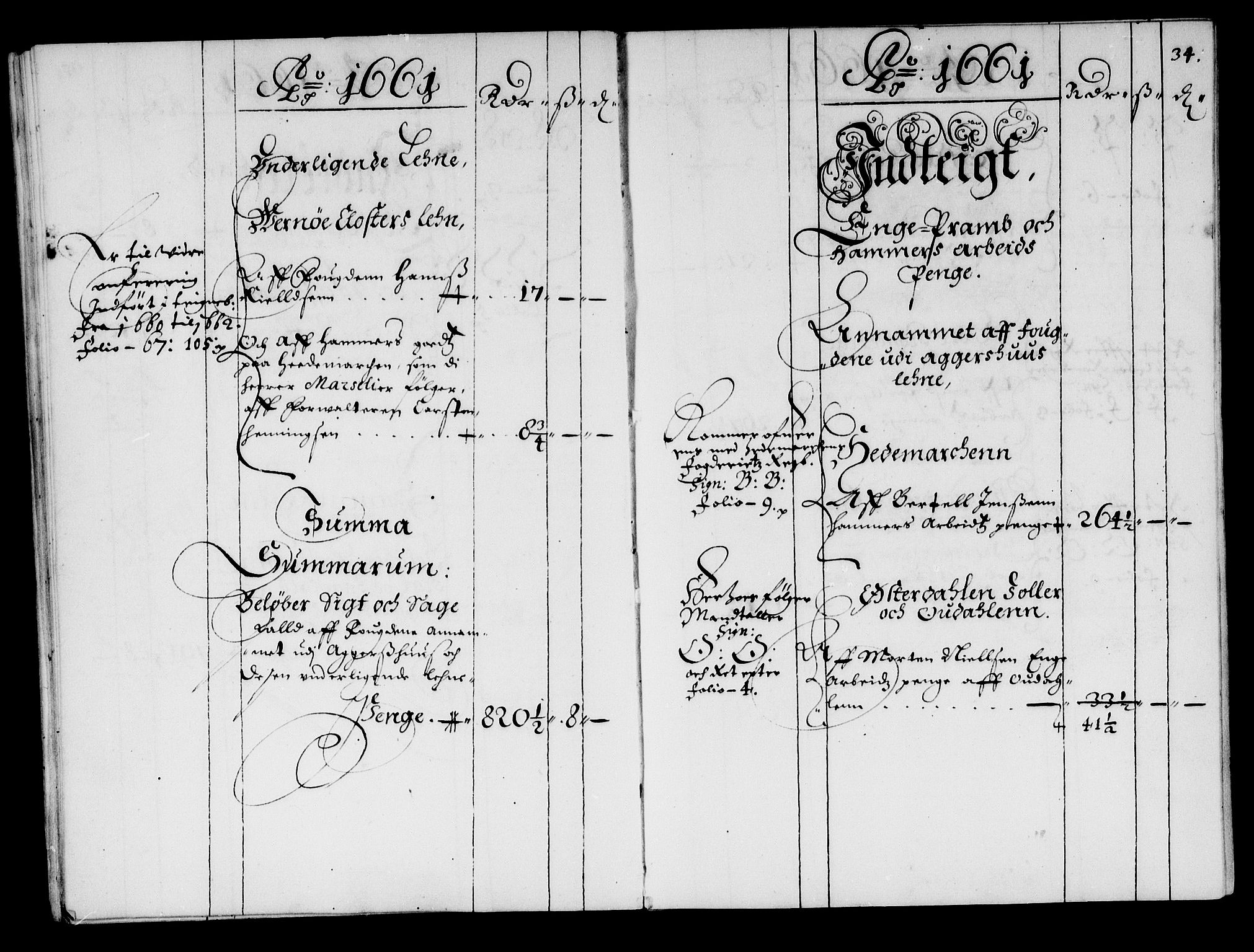 Rentekammeret inntil 1814, Reviderte regnskaper, Stiftamtstueregnskaper, Landkommissariatet på Akershus og Akershus stiftamt, AV/RA-EA-5869/R/Ra/L0001: Landkommissariatet på Akershus, 1661