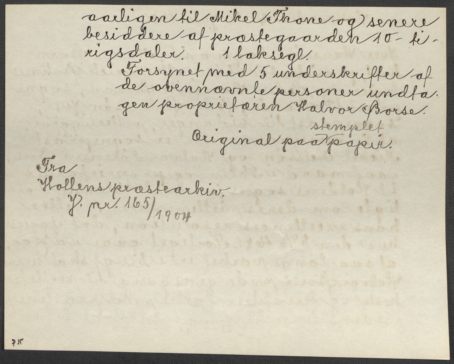 Riksarkivets diplomsamling, AV/RA-EA-5965/F15/L0026: Prestearkiv - Telemark, 1575-1838, s. 116