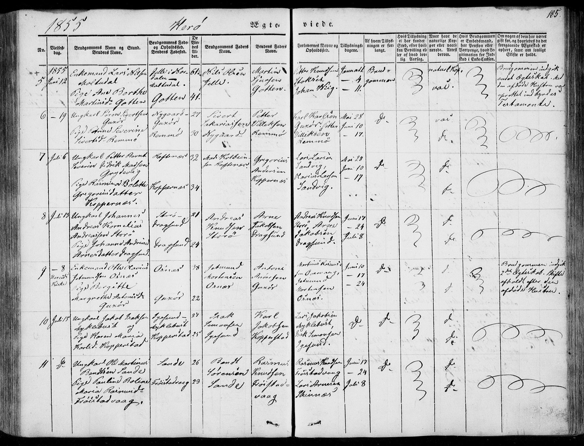 Ministerialprotokoller, klokkerbøker og fødselsregistre - Møre og Romsdal, AV/SAT-A-1454/507/L0070: Ministerialbok nr. 507A05, 1842-1873, s. 185