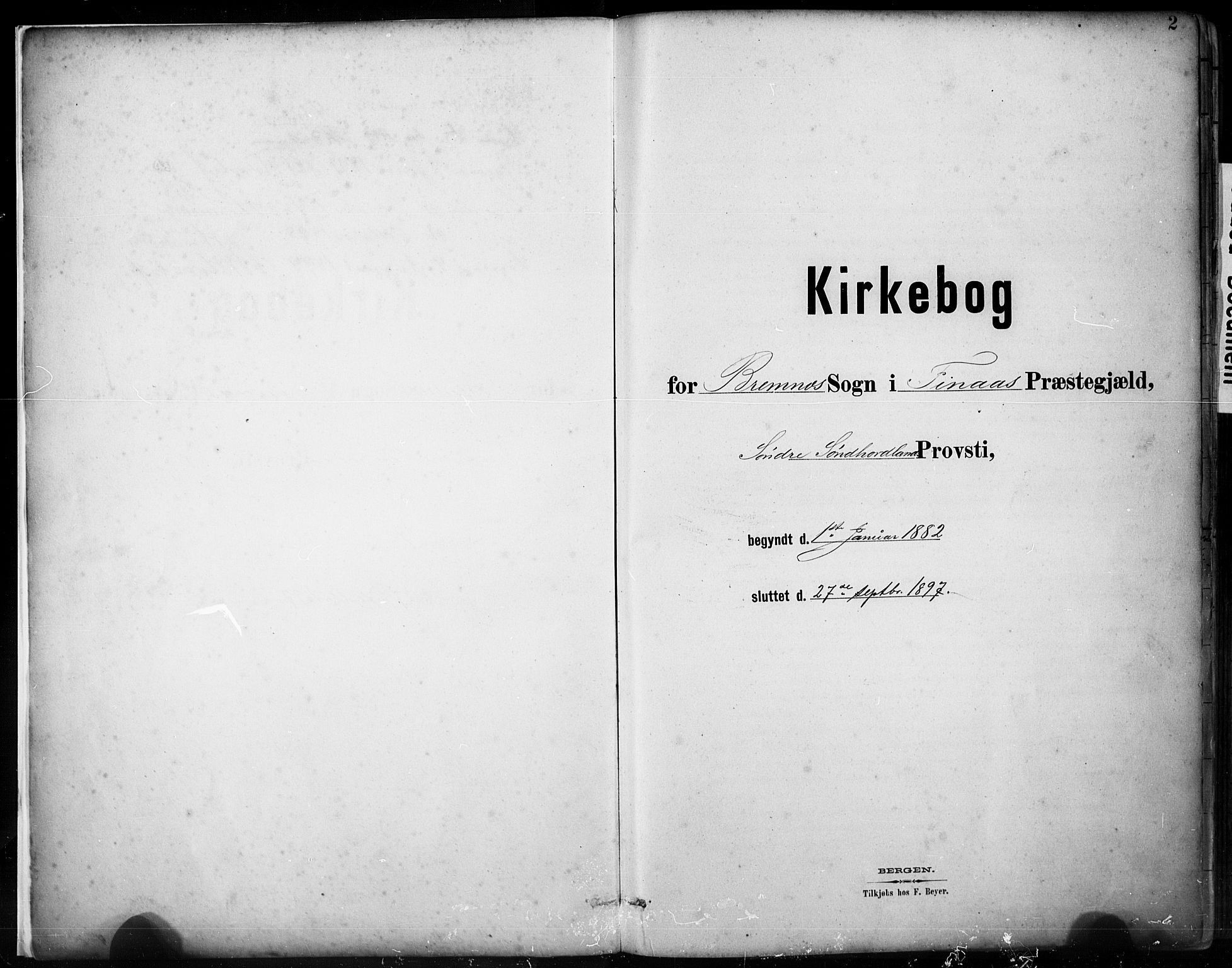 Finnås sokneprestembete, SAB/A-99925/H/Ha/Hab/Habb/L0003: Klokkerbok nr. B 3, 1882-1897, s. 2