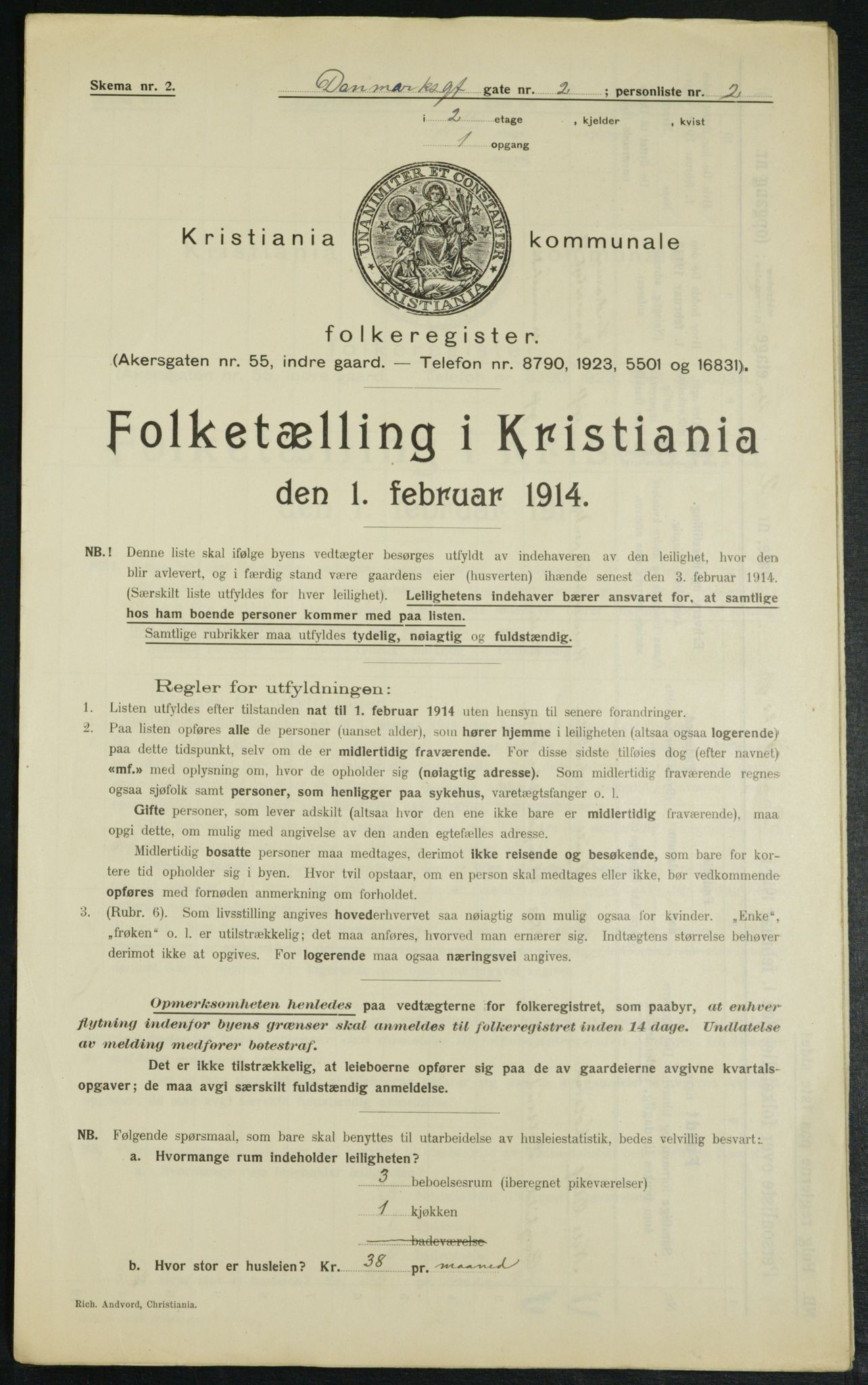 OBA, Kommunal folketelling 1.2.1914 for Kristiania, 1914, s. 14708